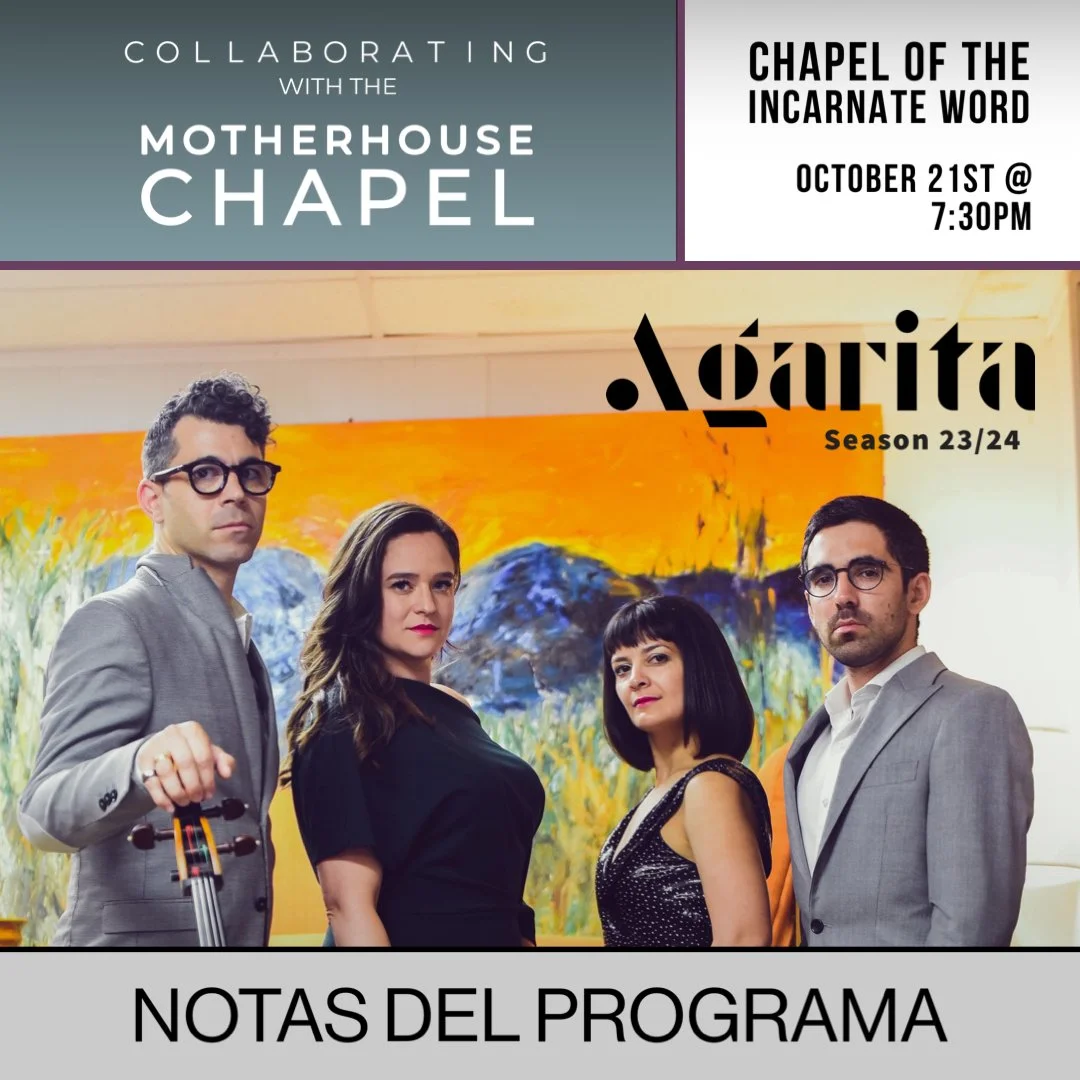      

 
      Utilizando el ornamentado y reverberante espacio de la Capilla como un magnífico paisaje sonoro, el programa programa de Agarita de esta noche está inspirado en la profunda obra de Andrea Casarrubios, Seven para violonchelo solo, que e