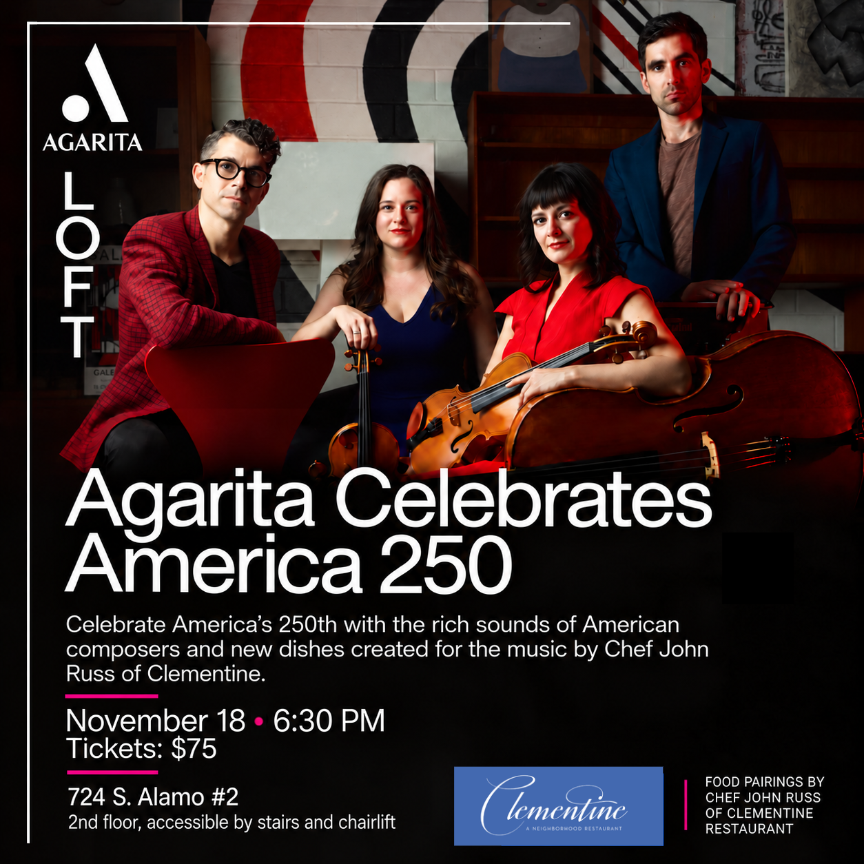 Ticketed Event: Agarita Celebrates America 250 with Clementine