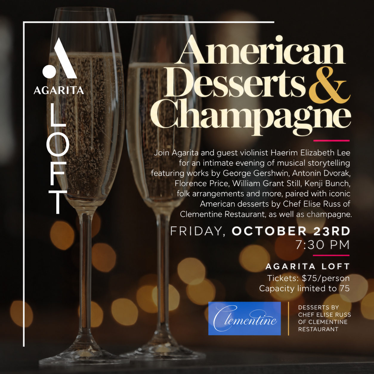 Ticketed Event: American Desserts &amp; Champagne