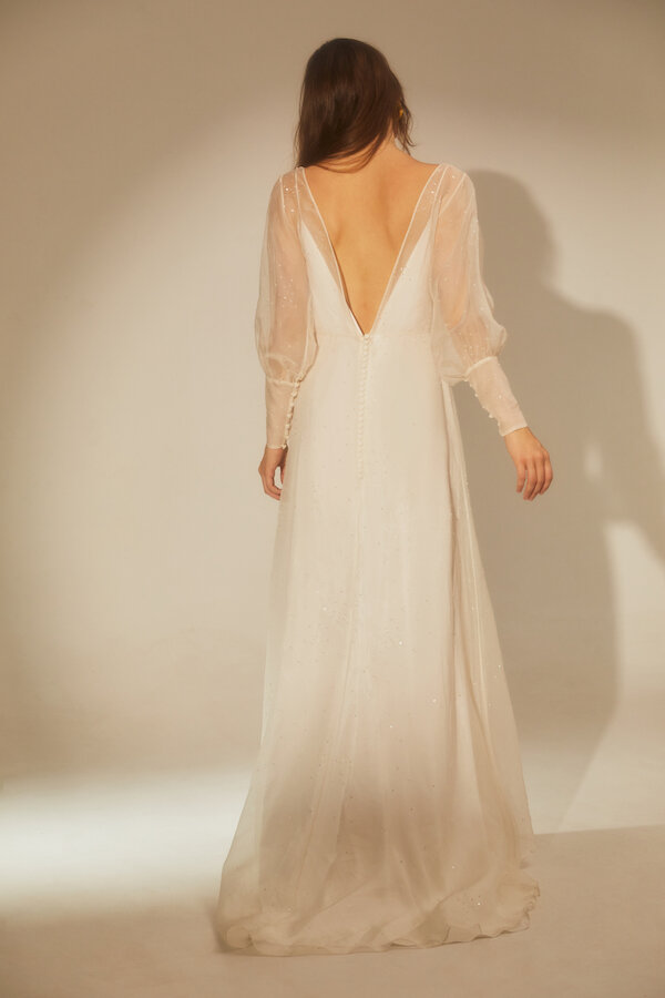Long Sleeved V-neck Sheer Gown | Piece 34 | L'ETO BRIDAL