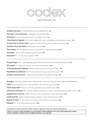 Dinner Menu — CODEX