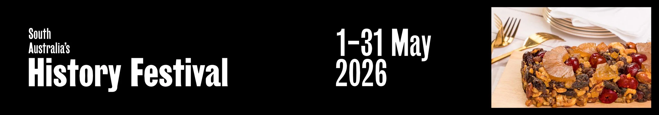 SA history festival logo alongside image of ditters gourmet cake