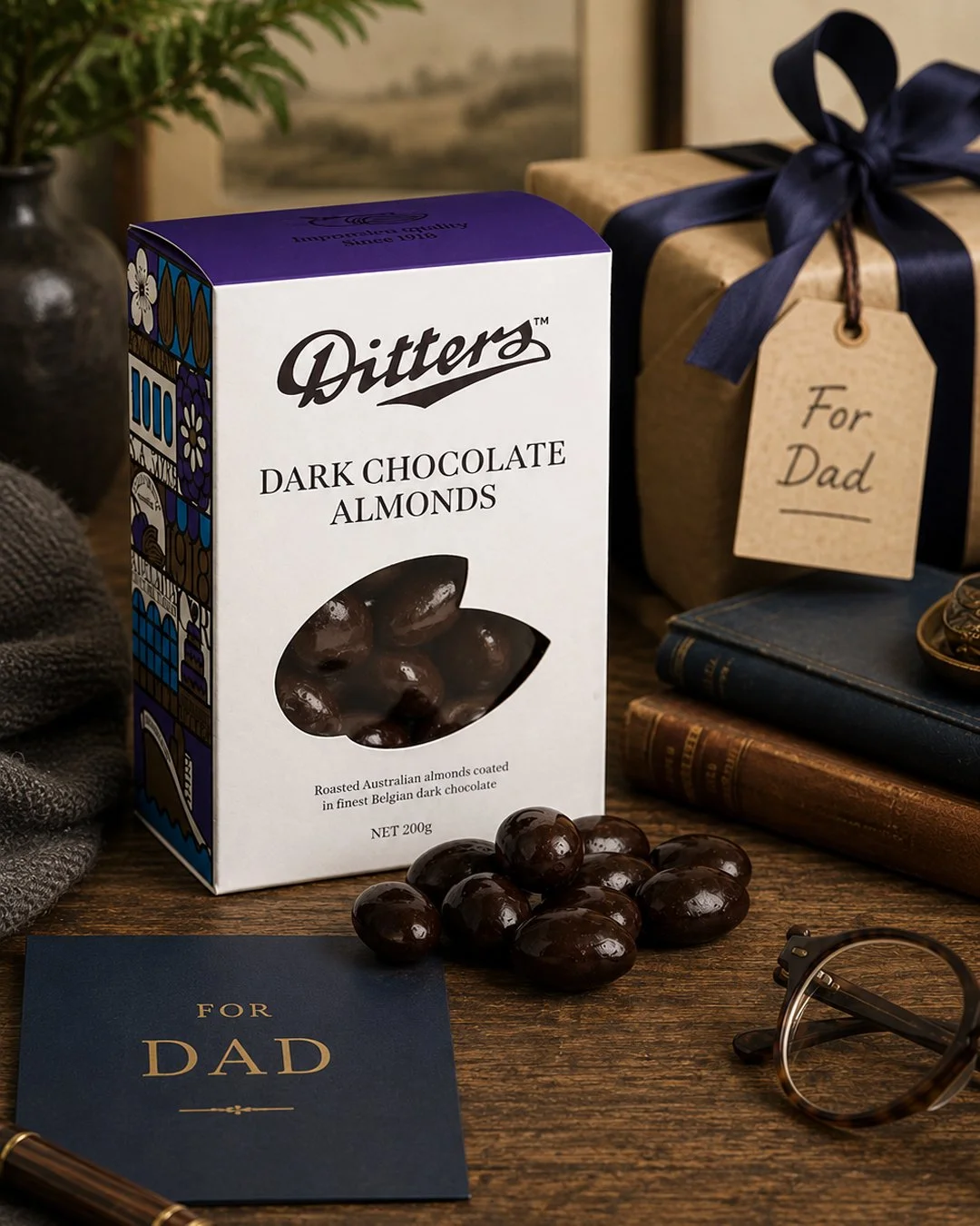 "Purchased for my Dad for his birthday. He was very impressed with the freshness of the nuts and quality of the chocolate. Will order again!" &mdash; Katie

Thank you, Katie, for your lovely review.

Our Dark Chocolate Almonds Gift Box comb