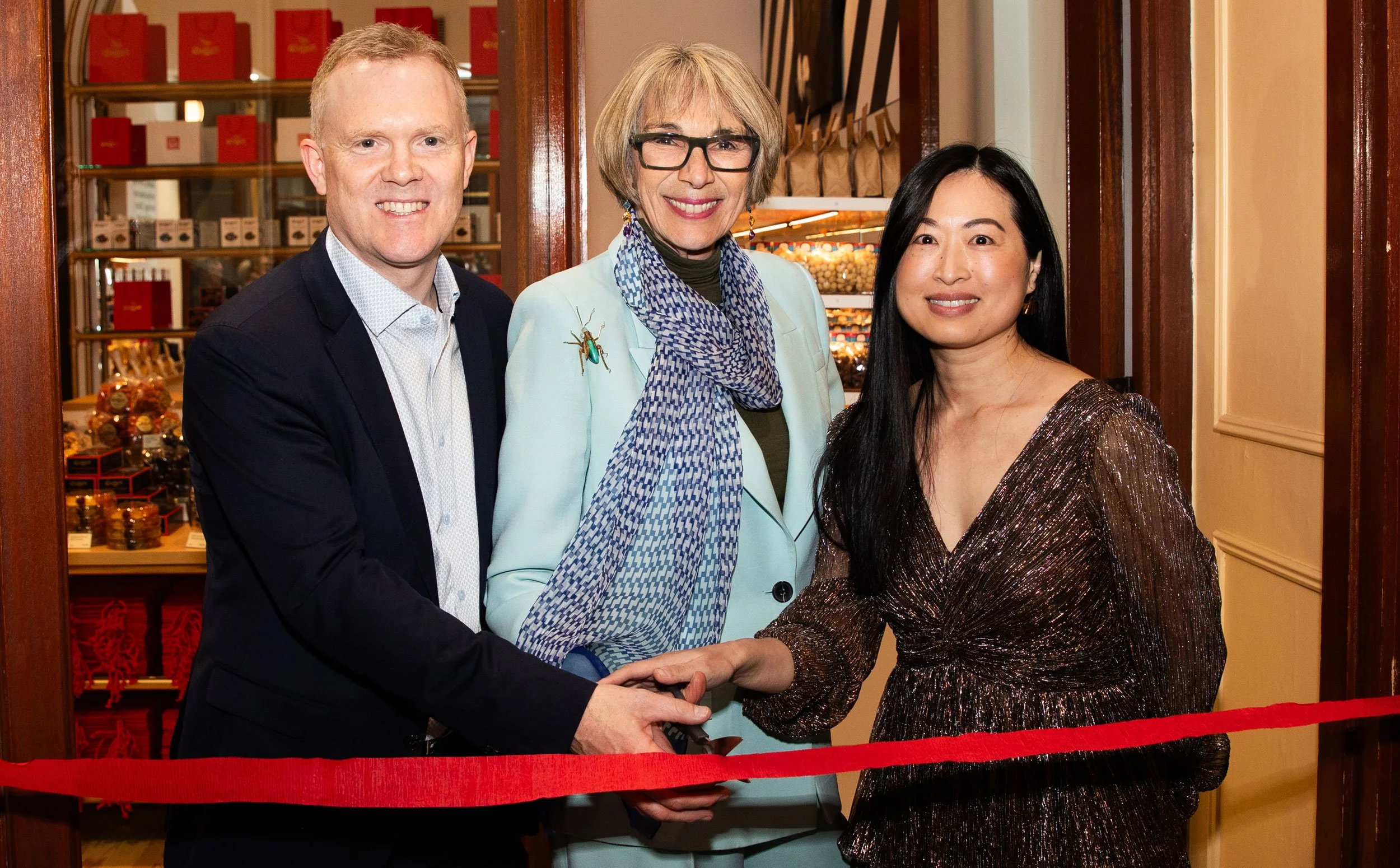 The Lord Mayor of Adelaide, Dr Jane Lomax-Smith AM, alongside owners of Ditters, Matt and Esther Johnson officially cutting the ribbon at the Adelaide Arcade store