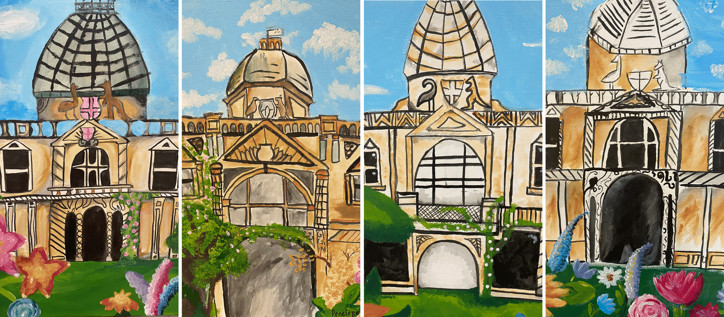 Children’s drawings of Adelaide Arcade created by young artists from Little Picassos