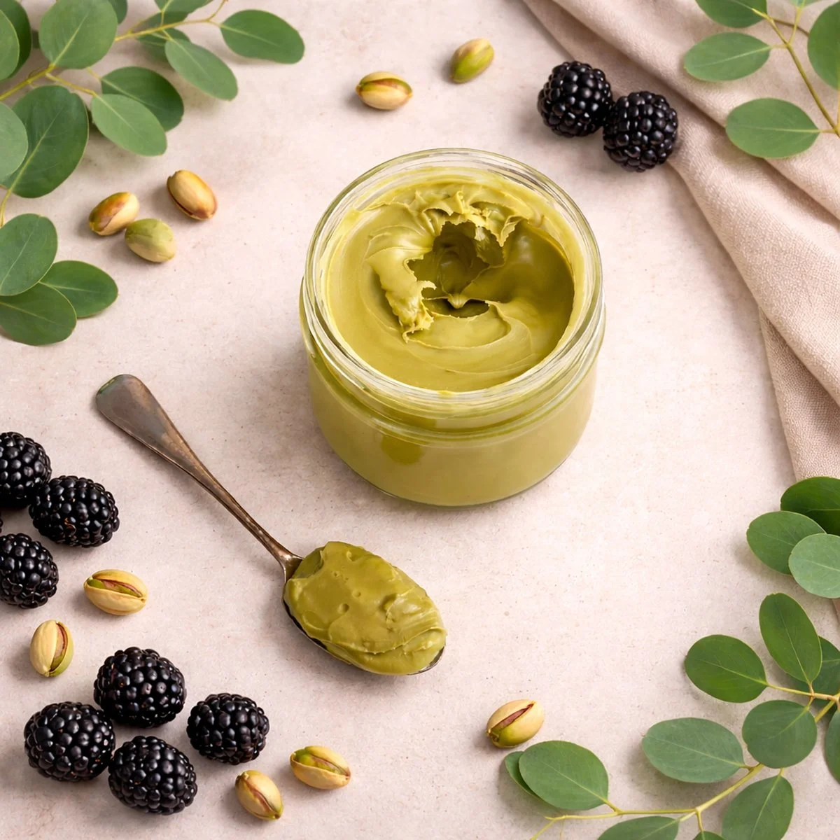 Pistachio paste used to make pistachio cream for cake topping