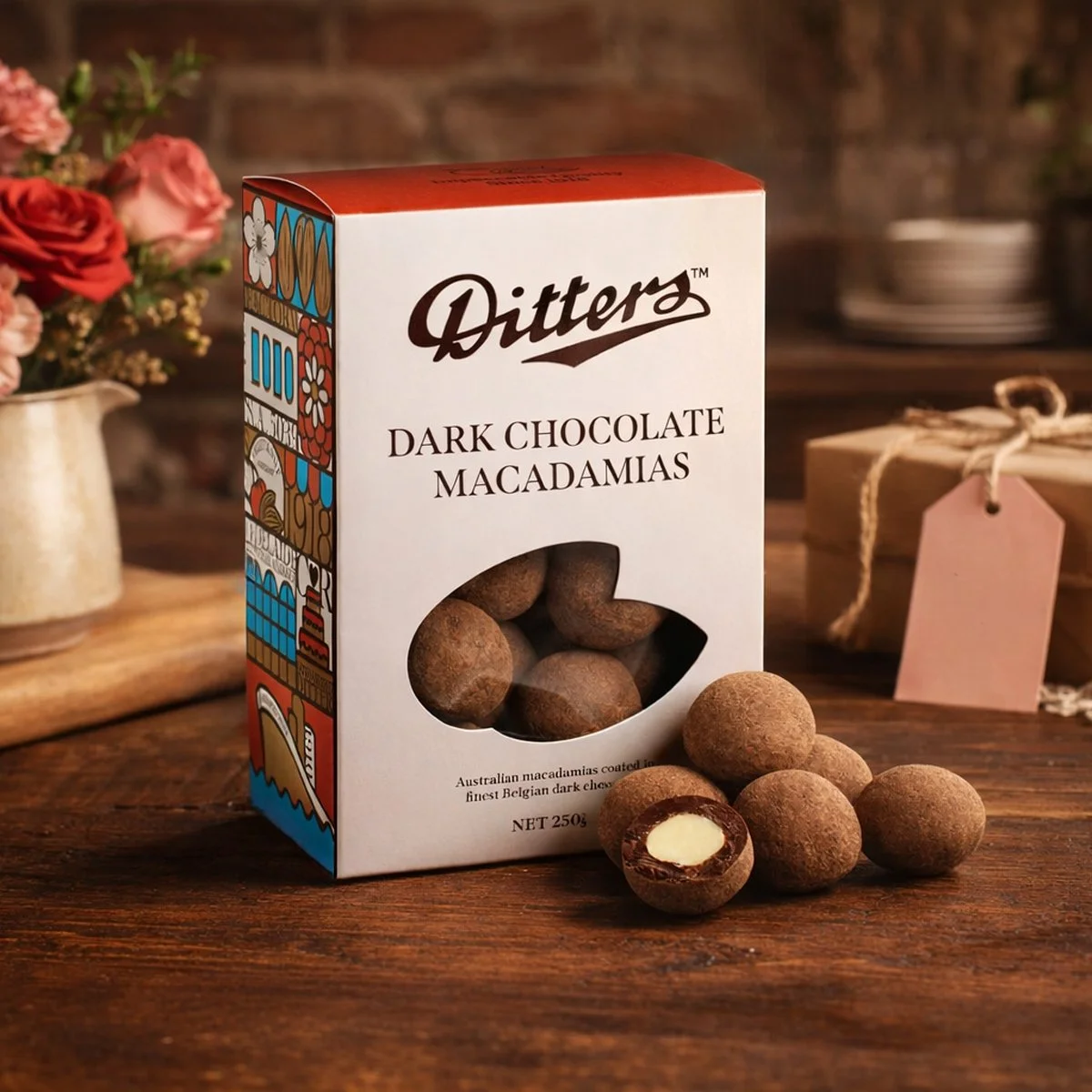 dark chocolate macadamias gift box