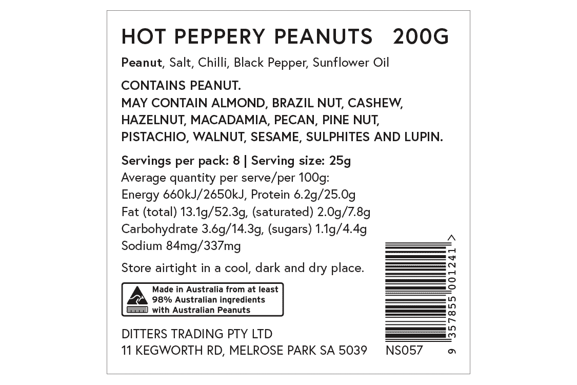 Ingredients for Hot Peppery Peanuts