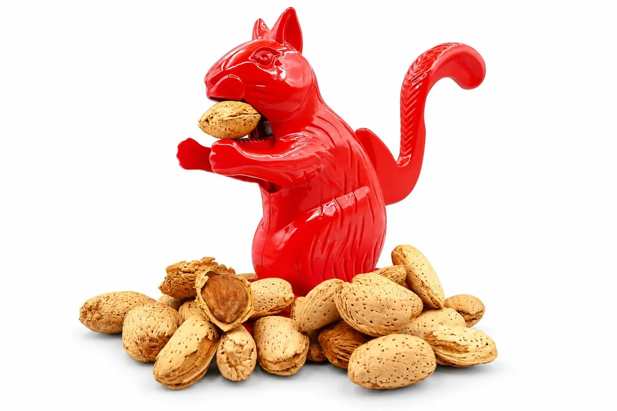 The Ditters Squirrel Nutcracker, a cast metal squirrel-shaped lever nutcracker for cracking almonds and walnuts.