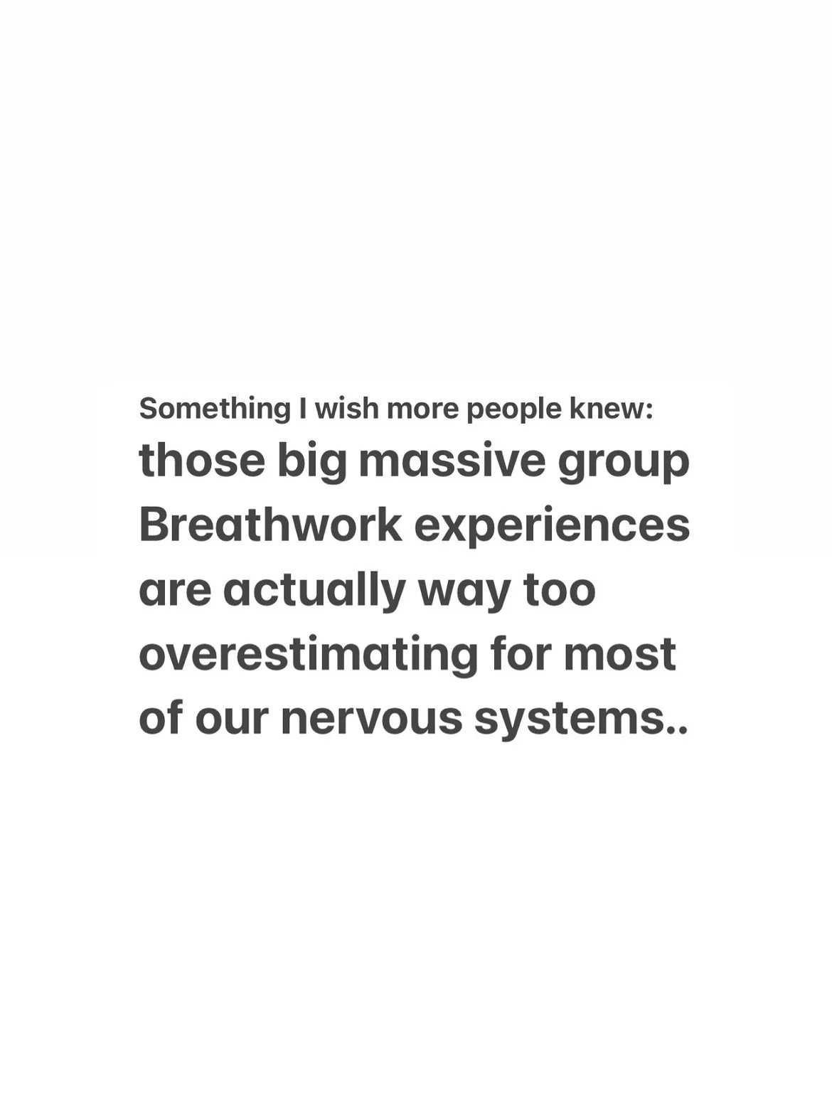 So many people hear the word &ldquo;breathwork&rdquo; and think immediately of the clip they saw on Instagram that looked like a very personal experience being recorded.

Since when did breathwork (the type you *must* lay down for because it is so ps