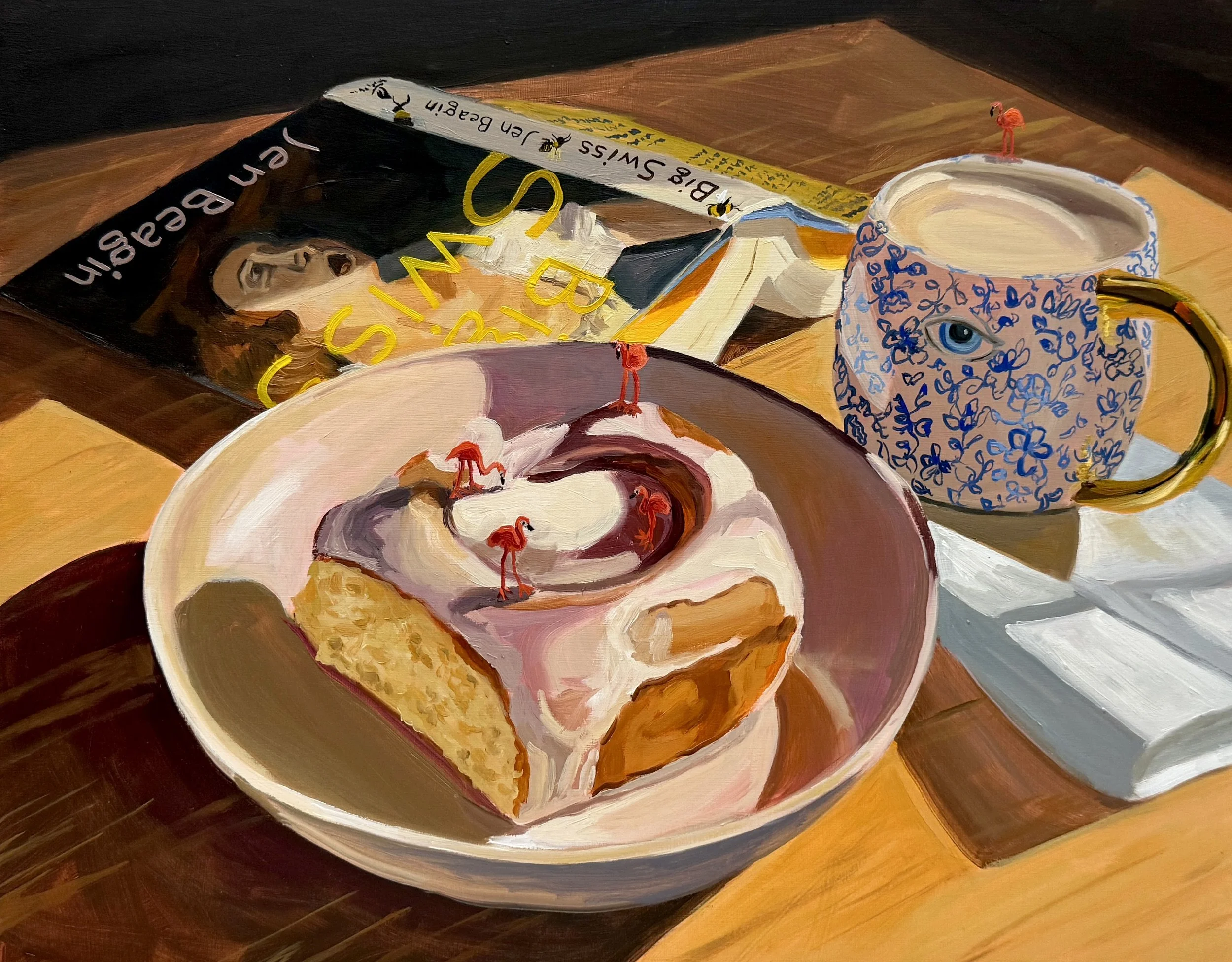 Flamingo's on the Cinnamon Roll.JPG