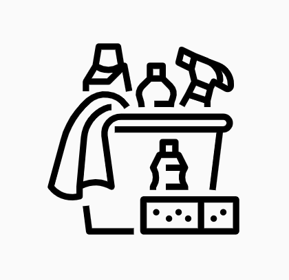  an icon of a bucket of cleaning supplies 