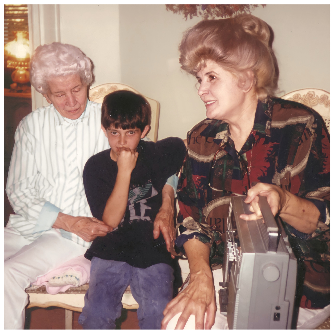 Sadie (Ida's sister), Dustin and Ida with her famous tape recorder