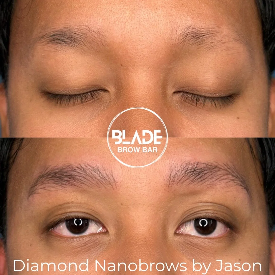 Alopecia areata - reconstruction of male brows. Swipe for the loveliest review. What a difference brows can make to one&rsquo;s confidence! ✨

Artist: Jason
Technique: machine hairstrokes (Diamond Nanobrows - exclusive to Jason at BLADE)
Duration: 1 
