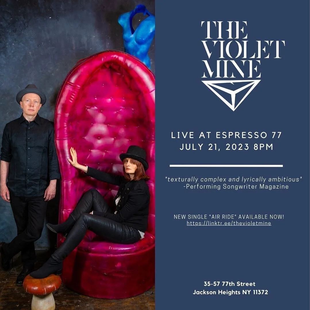 Back on our home turf at Espresso 77 on Friday July 21 at 8pm with Skip Ward on bass! 
.
.
#TheVioletMine #NewYorkCity #LiveMusic #NewMusic #musicians