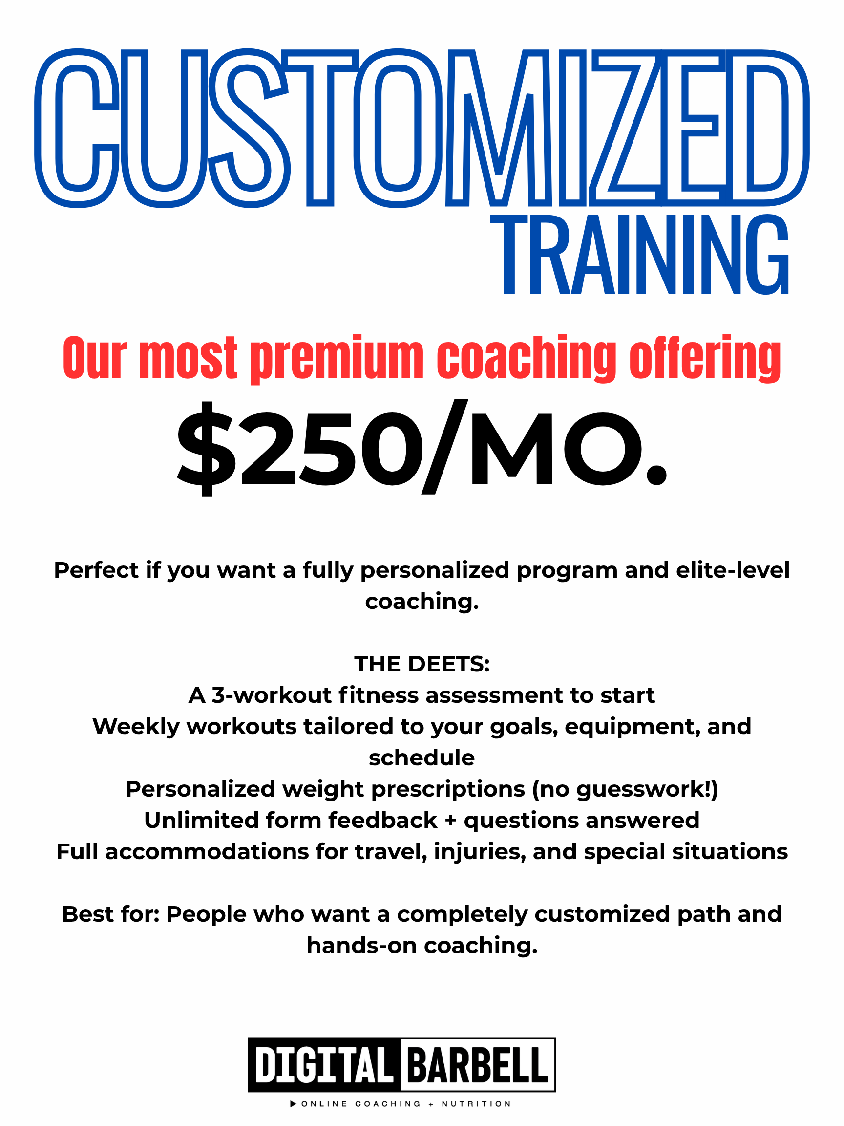 A CUSTOMIZED COACHING EXPERIENCE