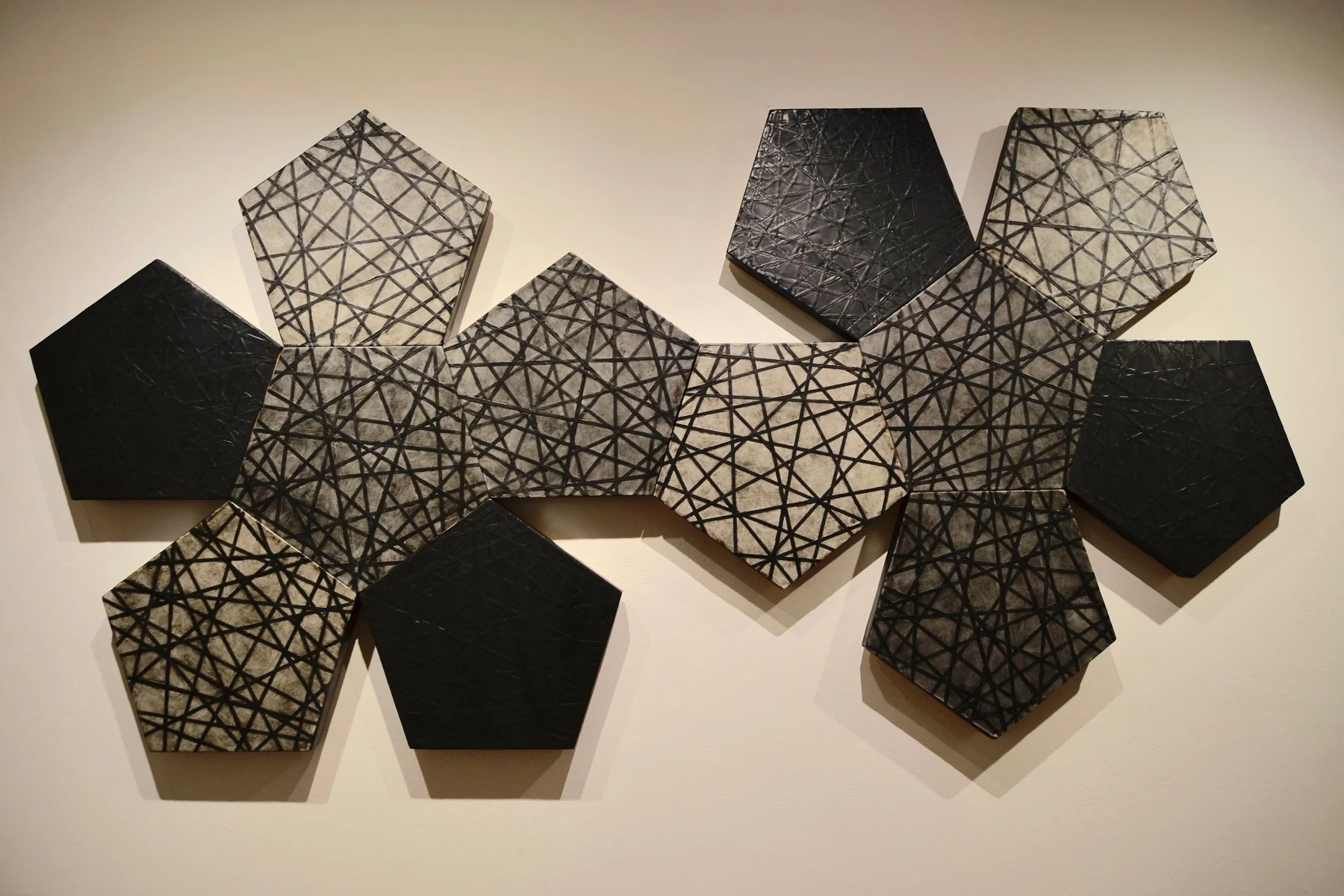 Dodecahedron, encaustic on panel, 50x100