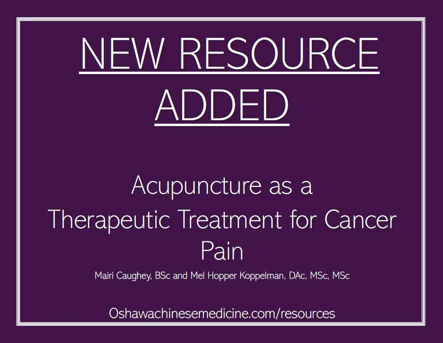 Acupuncture as a Therapeutic Treatment for Cancer Pain