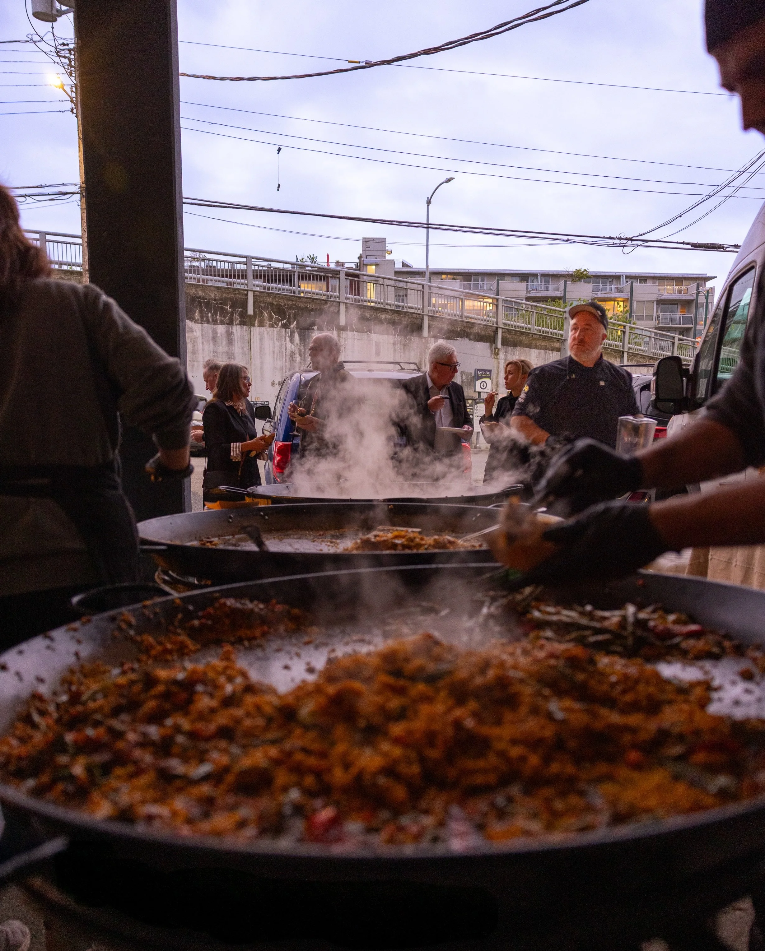 Paella is a great catering option for small, large, and extra large gatherings. We&rsquo;ve catered for companies across Vancouver and beyond, bringing people together around the table with large format paellas, tapas, and the kind of experience that