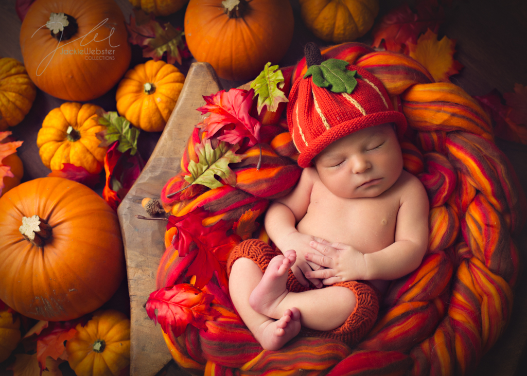 Autumn pumpkin newborn baby