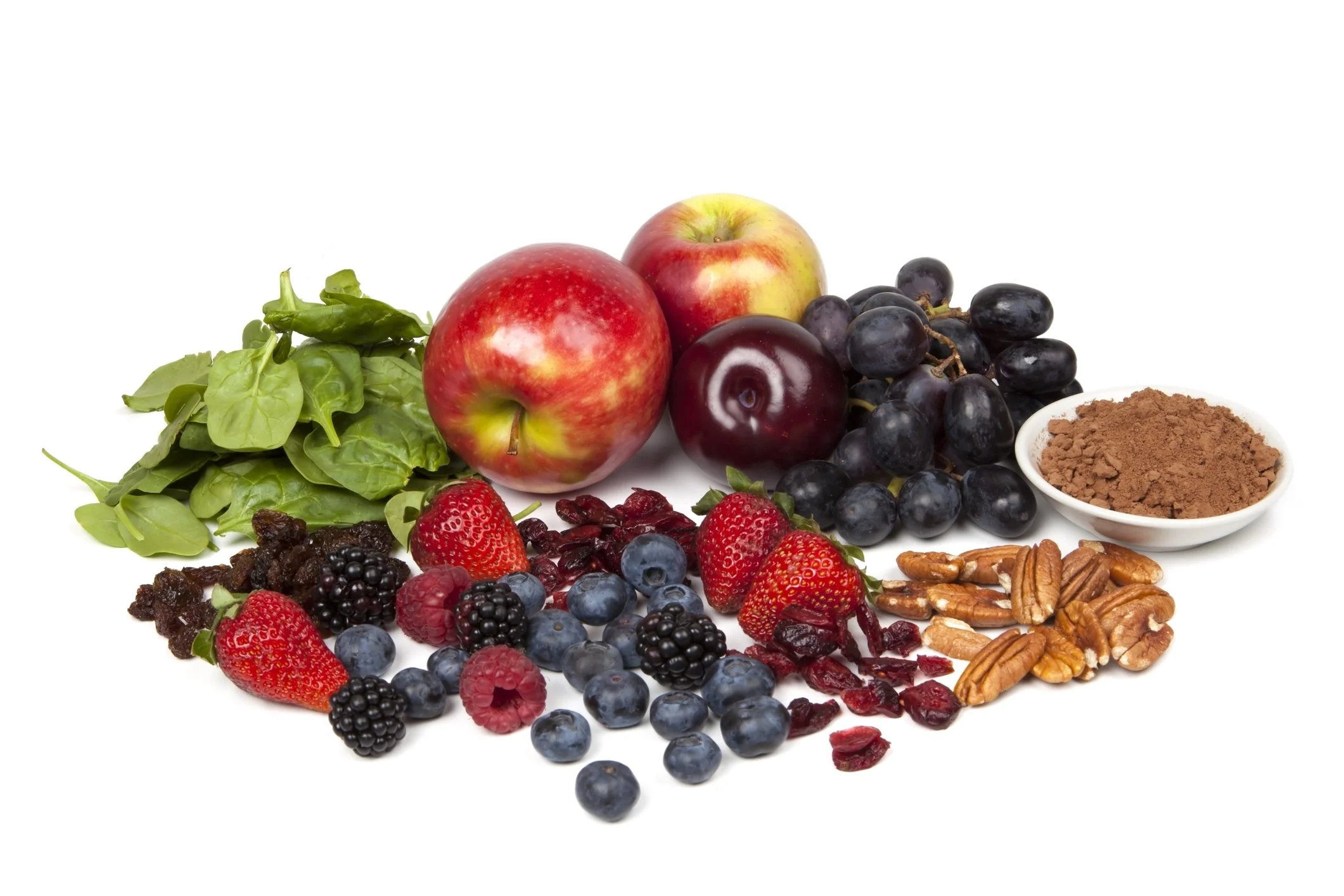 Organic fruit and nuts grouped