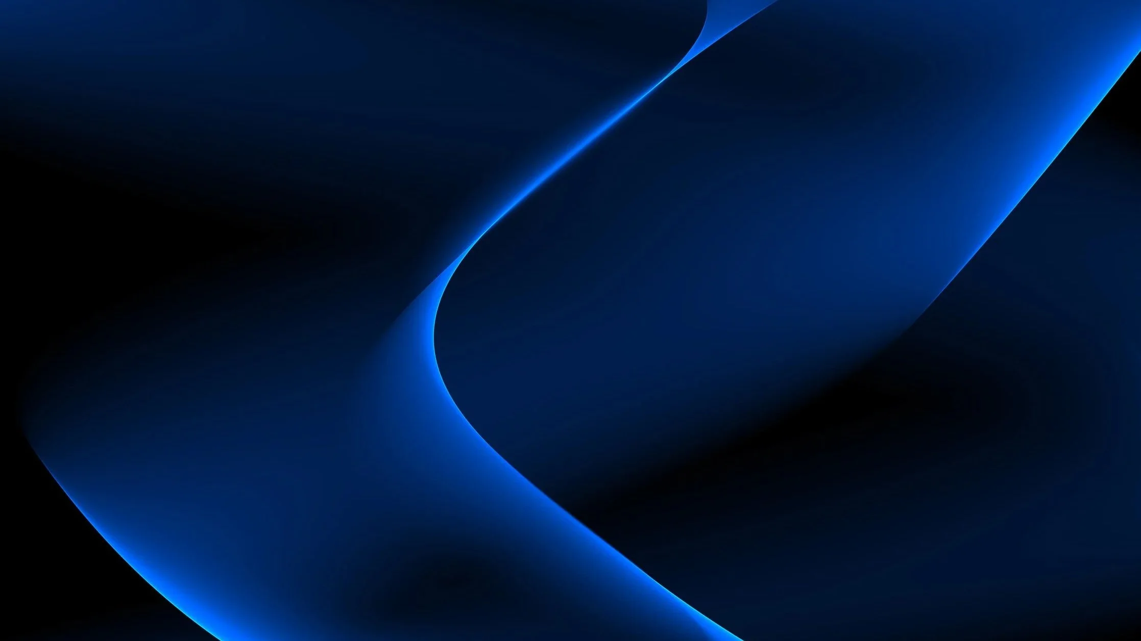 Abstract dark background with flowing blue light streaks creating smooth curves.