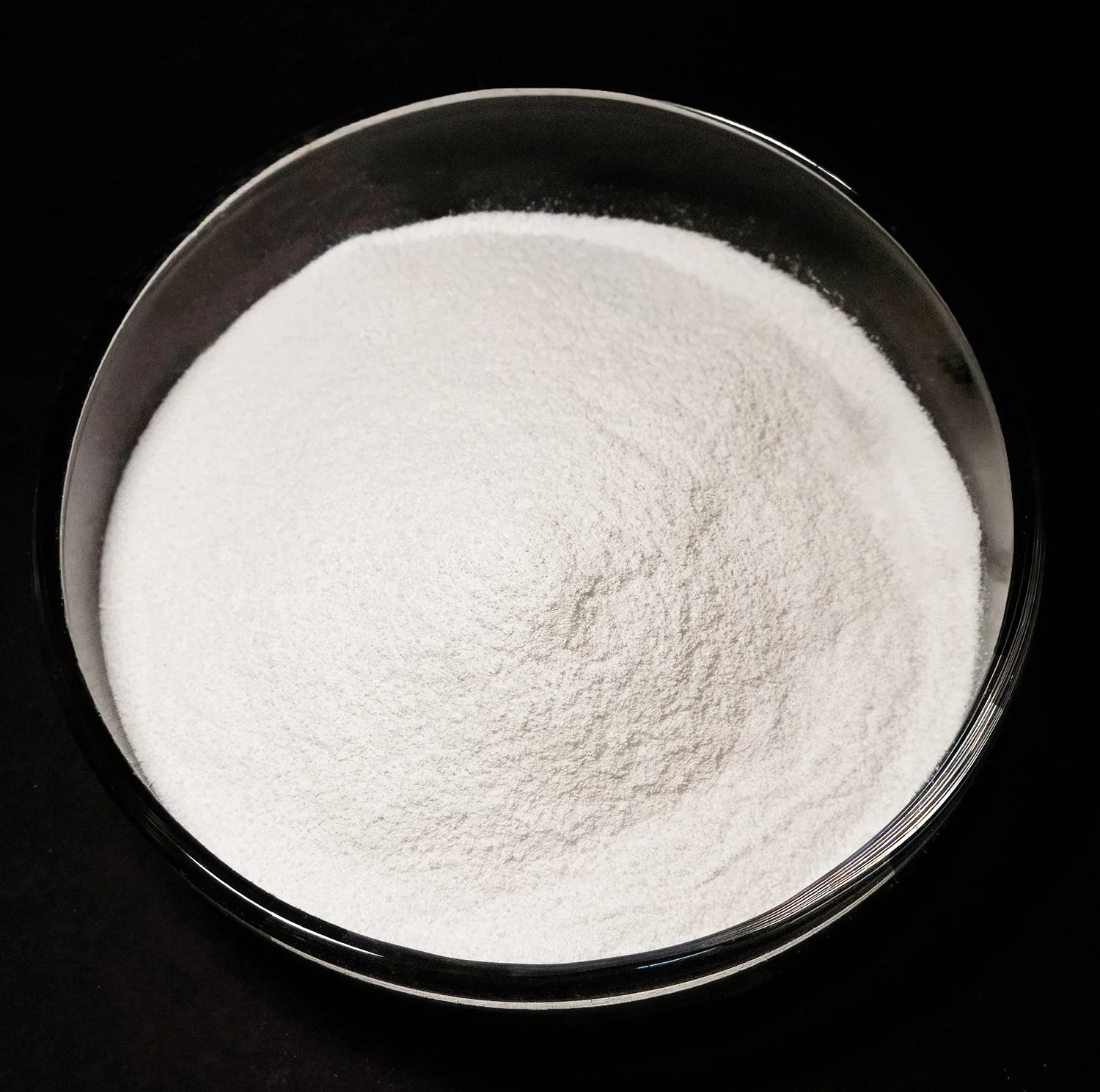 a clear glass bowl containing highly purified pharmaceutical hyaluronic acid