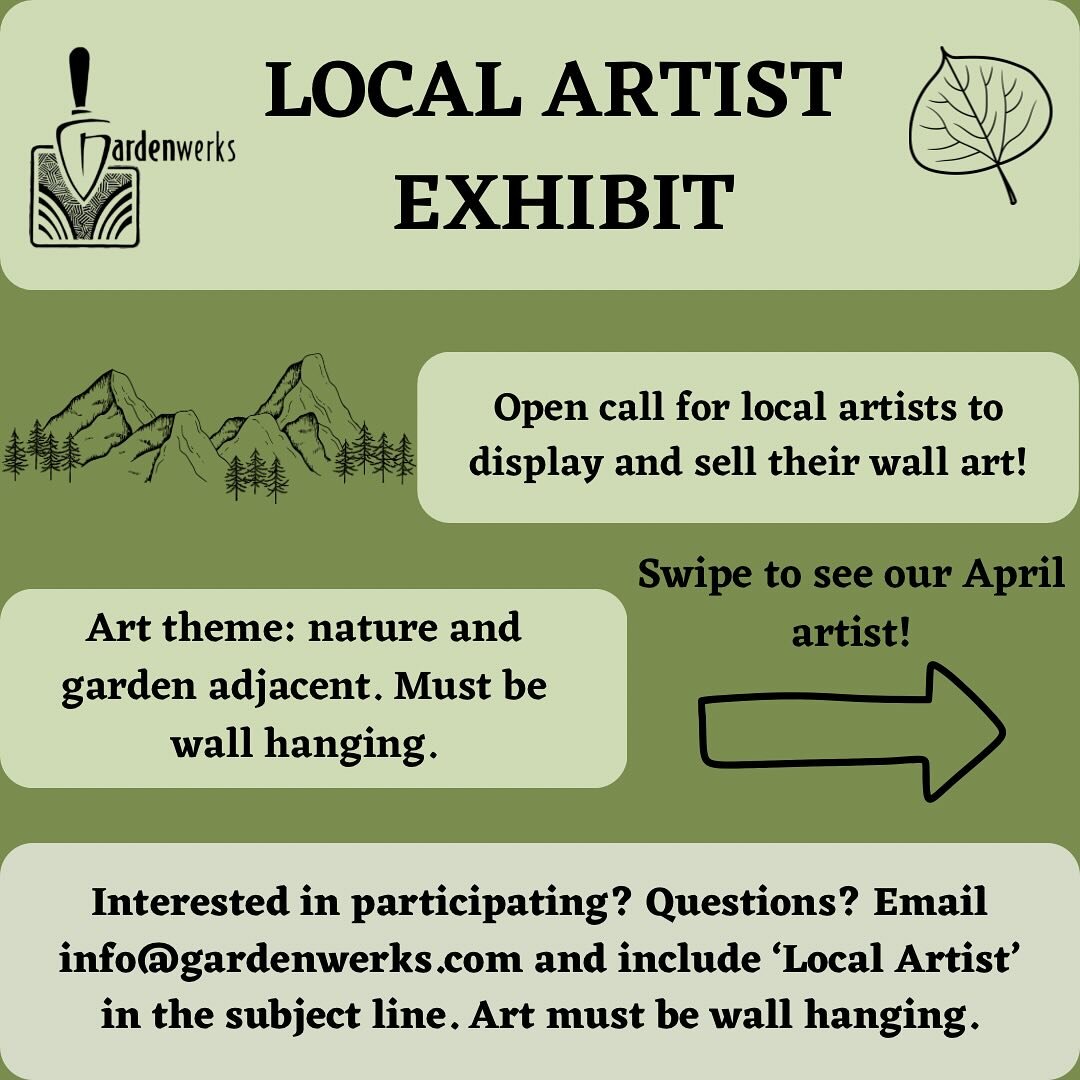 Come on down to see these remarkable colored pencil illustrations! All pieces are available for purchase at the garden center.

This is an open call for local artists to exhibit and sell their wall art at the garden center! Artwork is displayed on a 