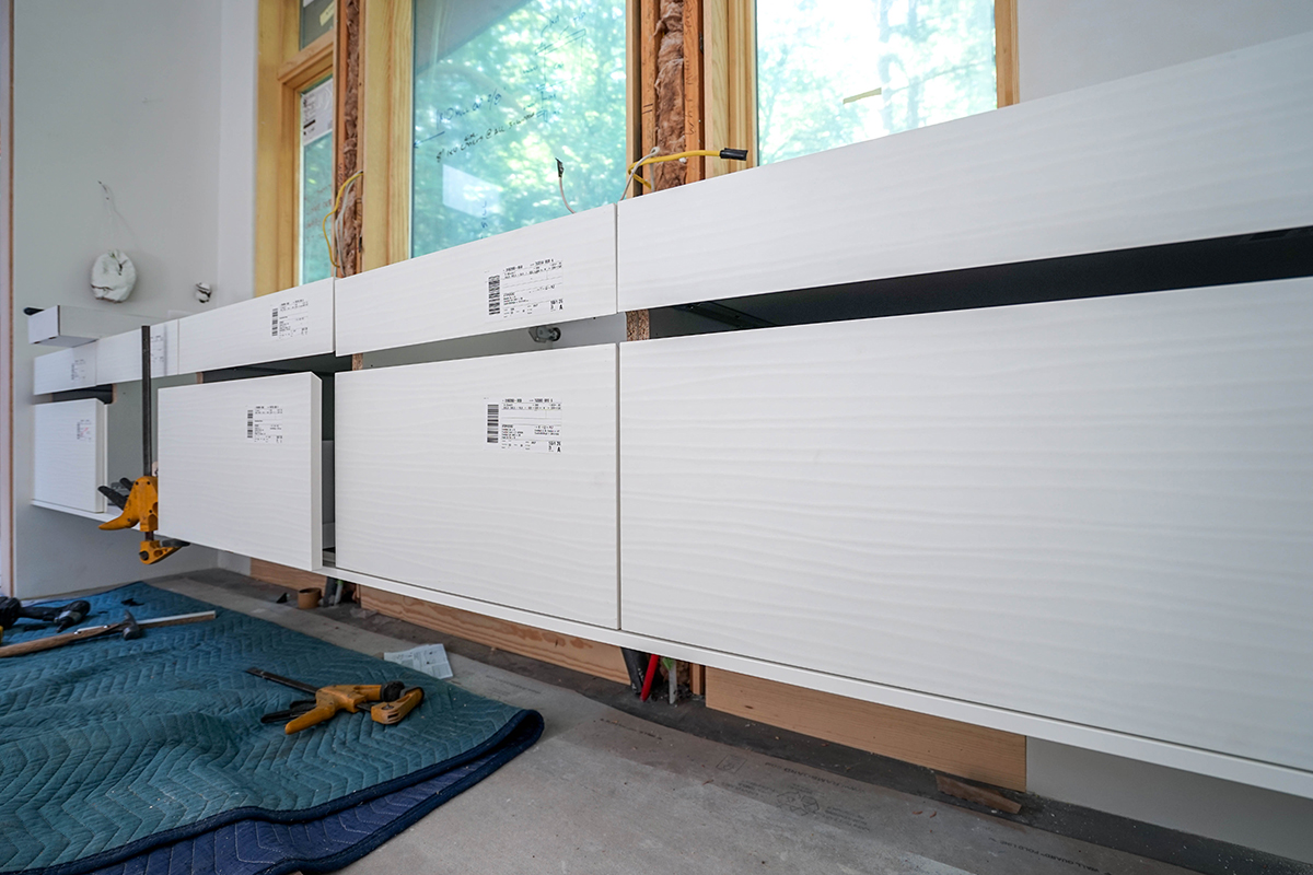 Master bath continuous door fronts - subtle texture