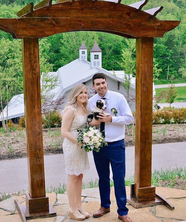 McKenzie and Alex were married at our farm in an intimate ceremony yesterday evening. They were surrounded by their family &amp; had their new puppy, Henley, by their side. We were so honored to be apart of this intimate celebration &amp; cant wait f