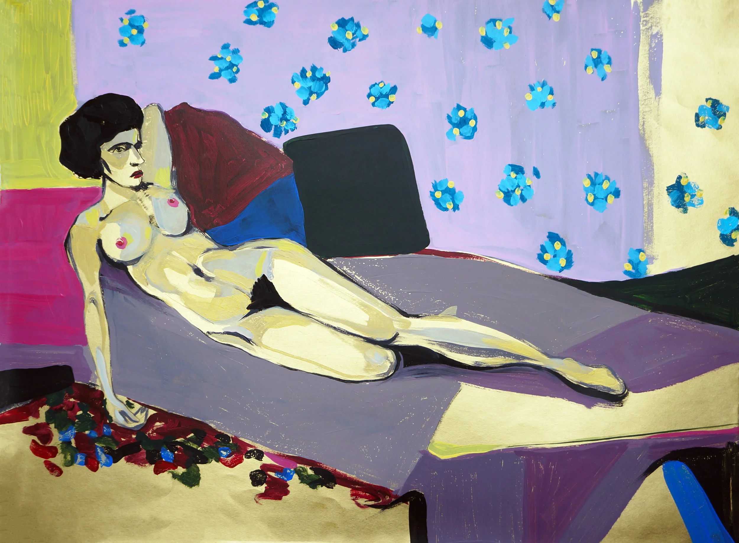 Nude in purple room