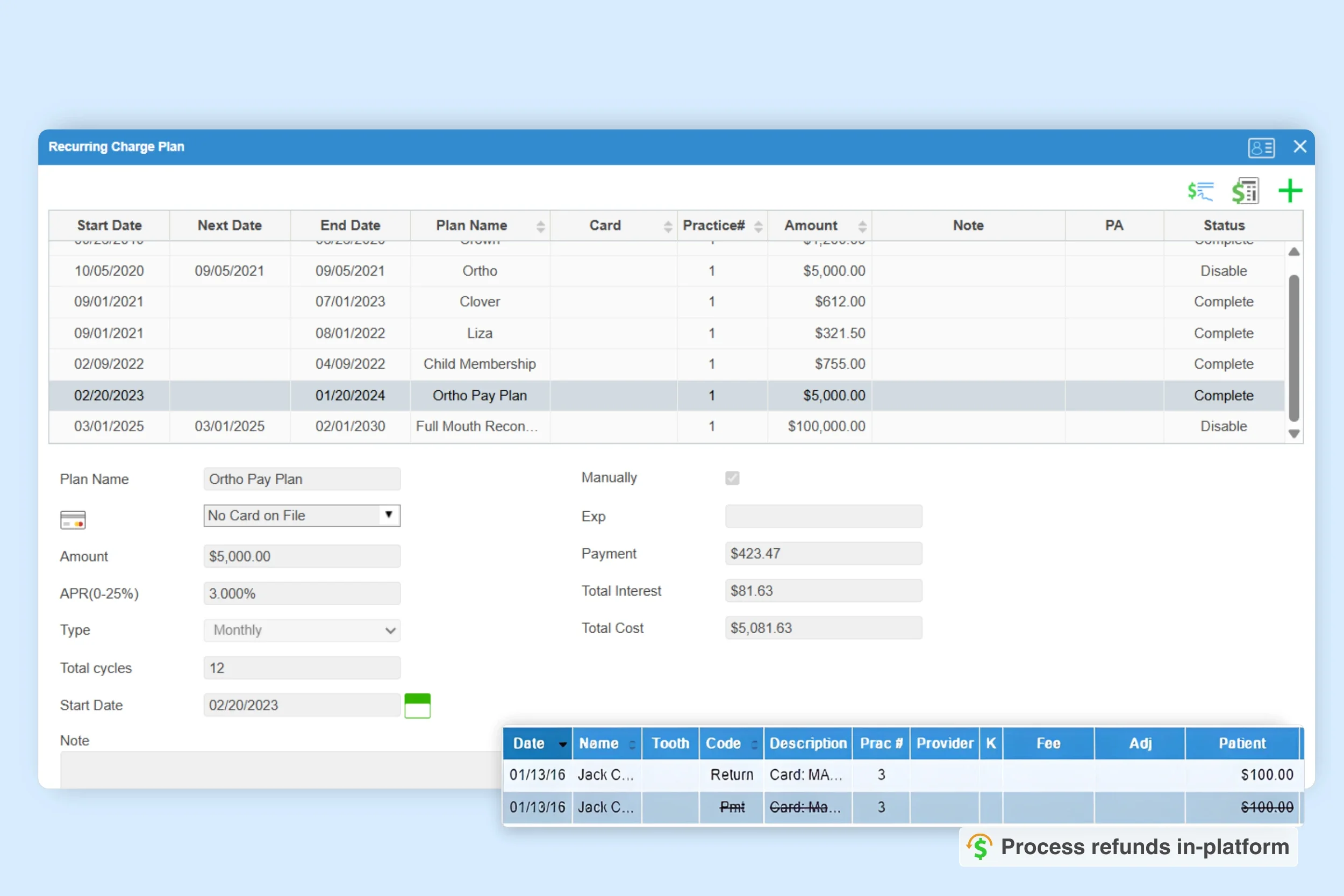 dental payment plan software