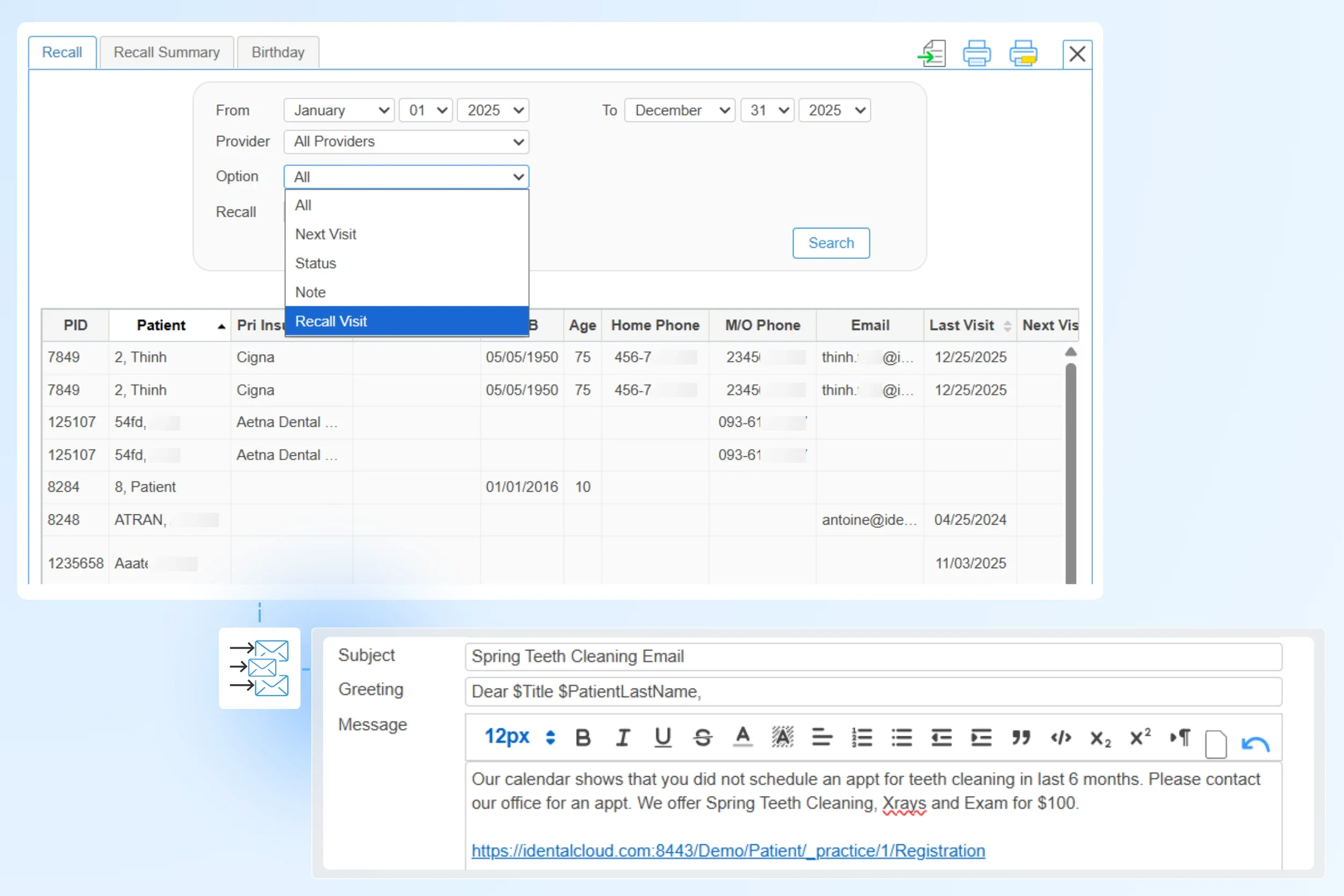 dental recall appointments