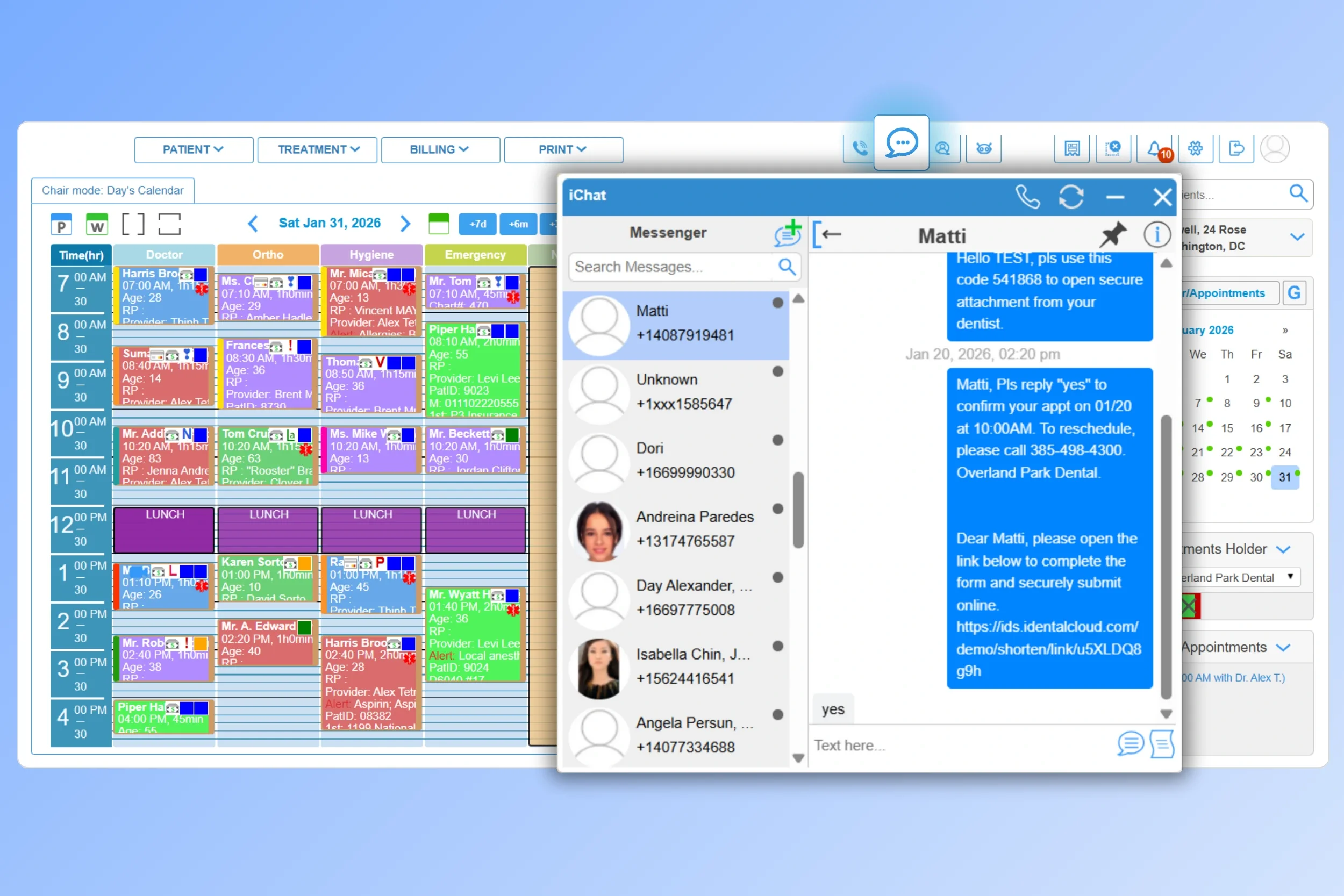 dental two way messaging software