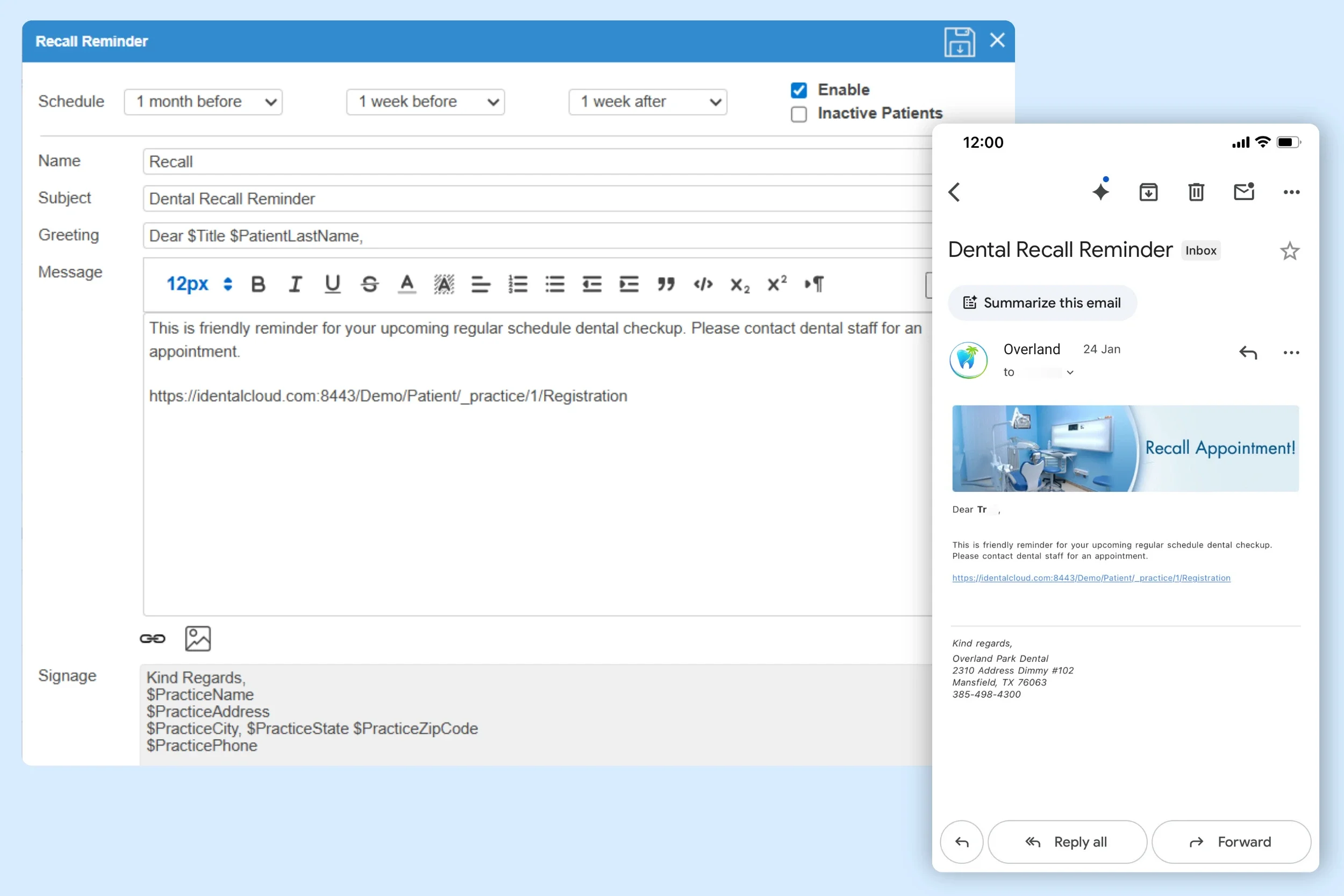 recall system in dental office