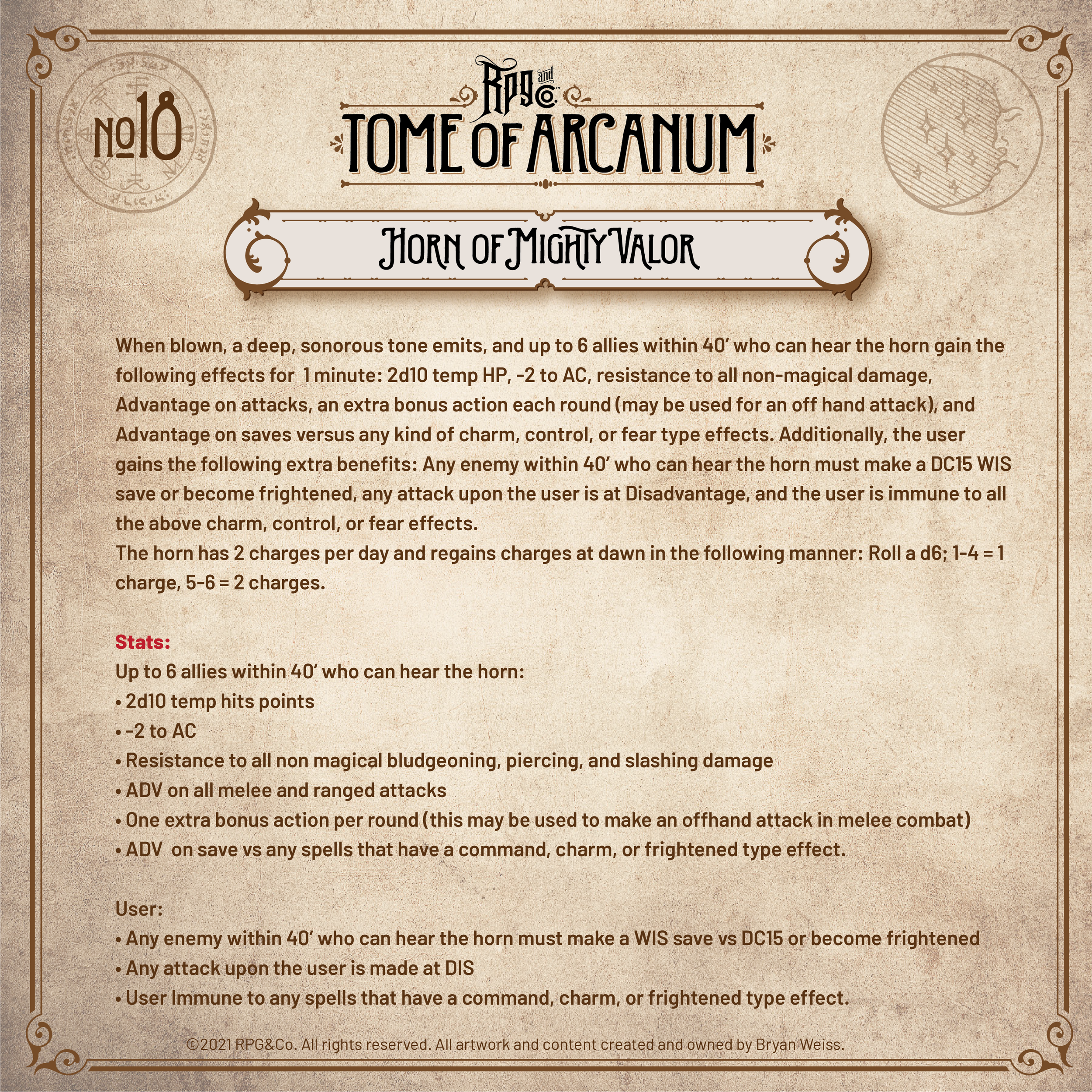 RPG&Co™ of Arcanum No. 18 - Horn of Valor — &