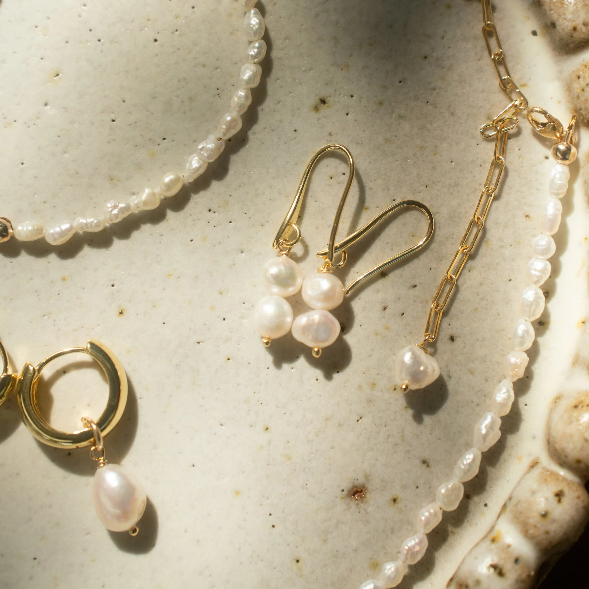 Pearl drop earrings. Gold filled freshwater bridal jewellery