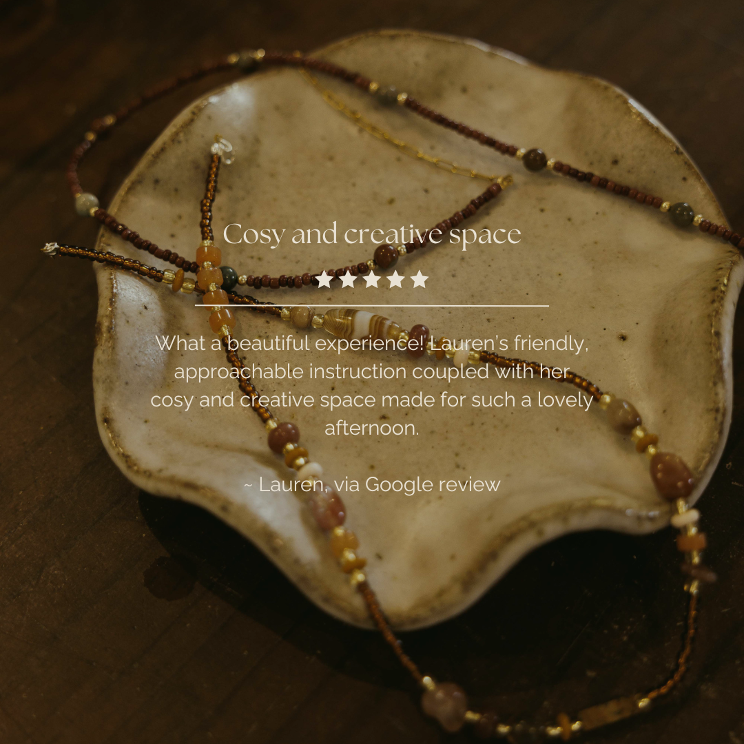 Jewellery, beading workshop. Make necklace, bracelets, earrings. Sydney Workshops.