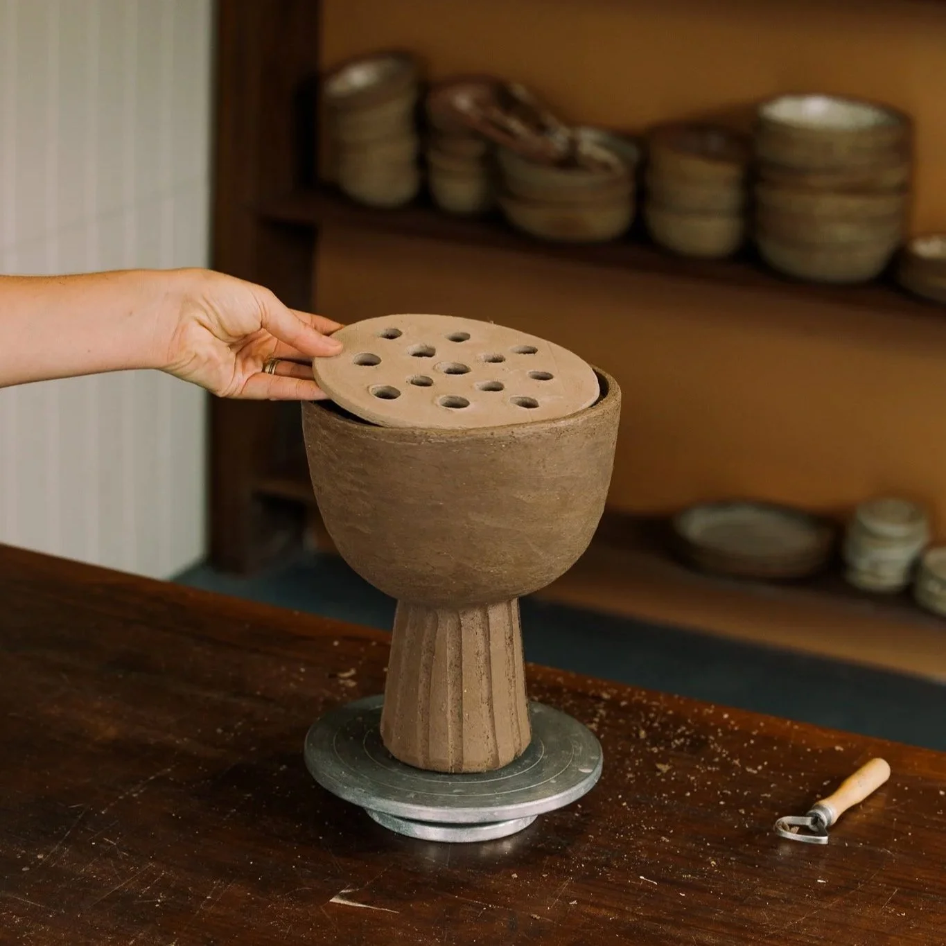 Handmade Ceramics Byron Bay - Wildflower Vase Moss