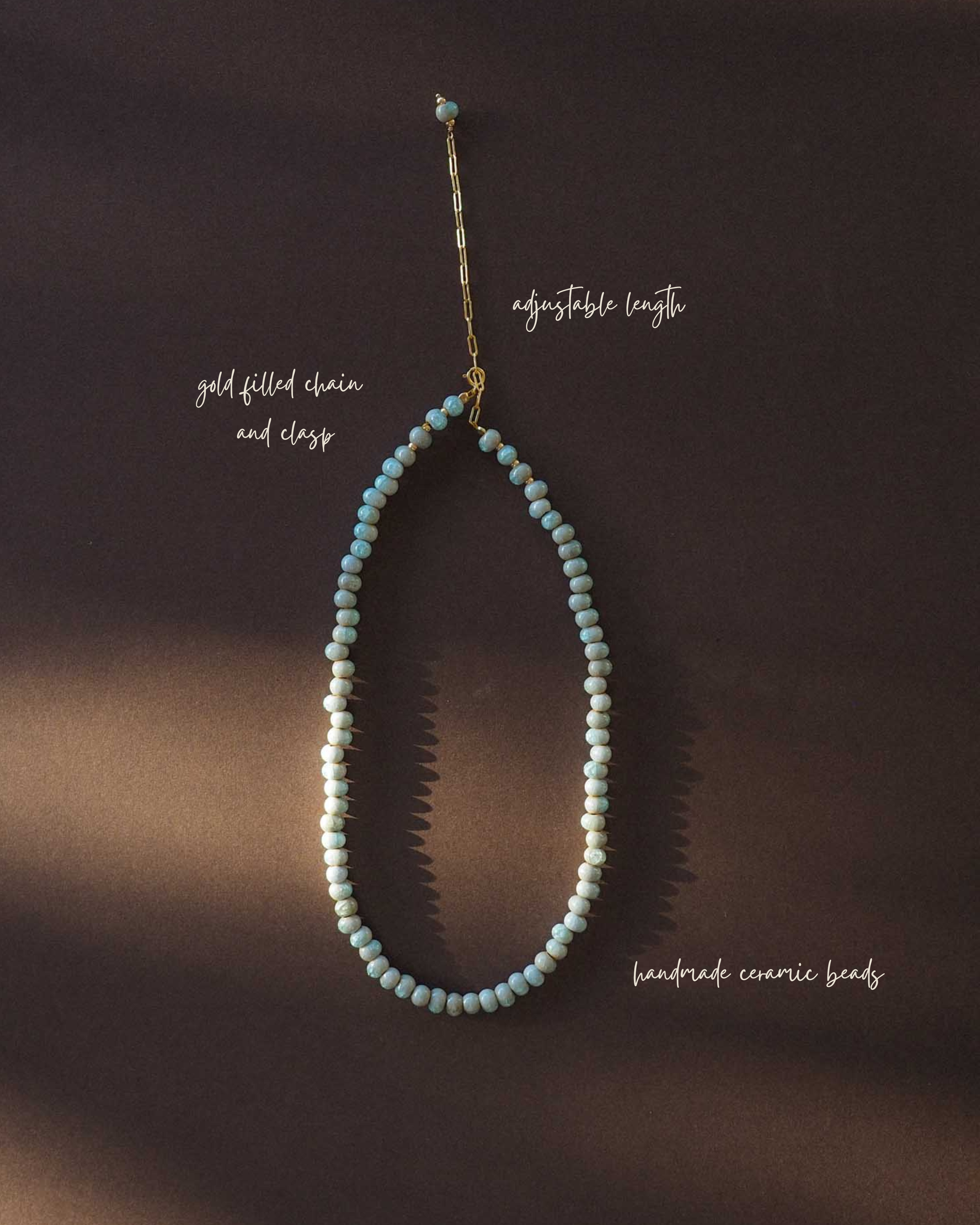 Handmade Ceramics Byron Bay - Aqua Necklace