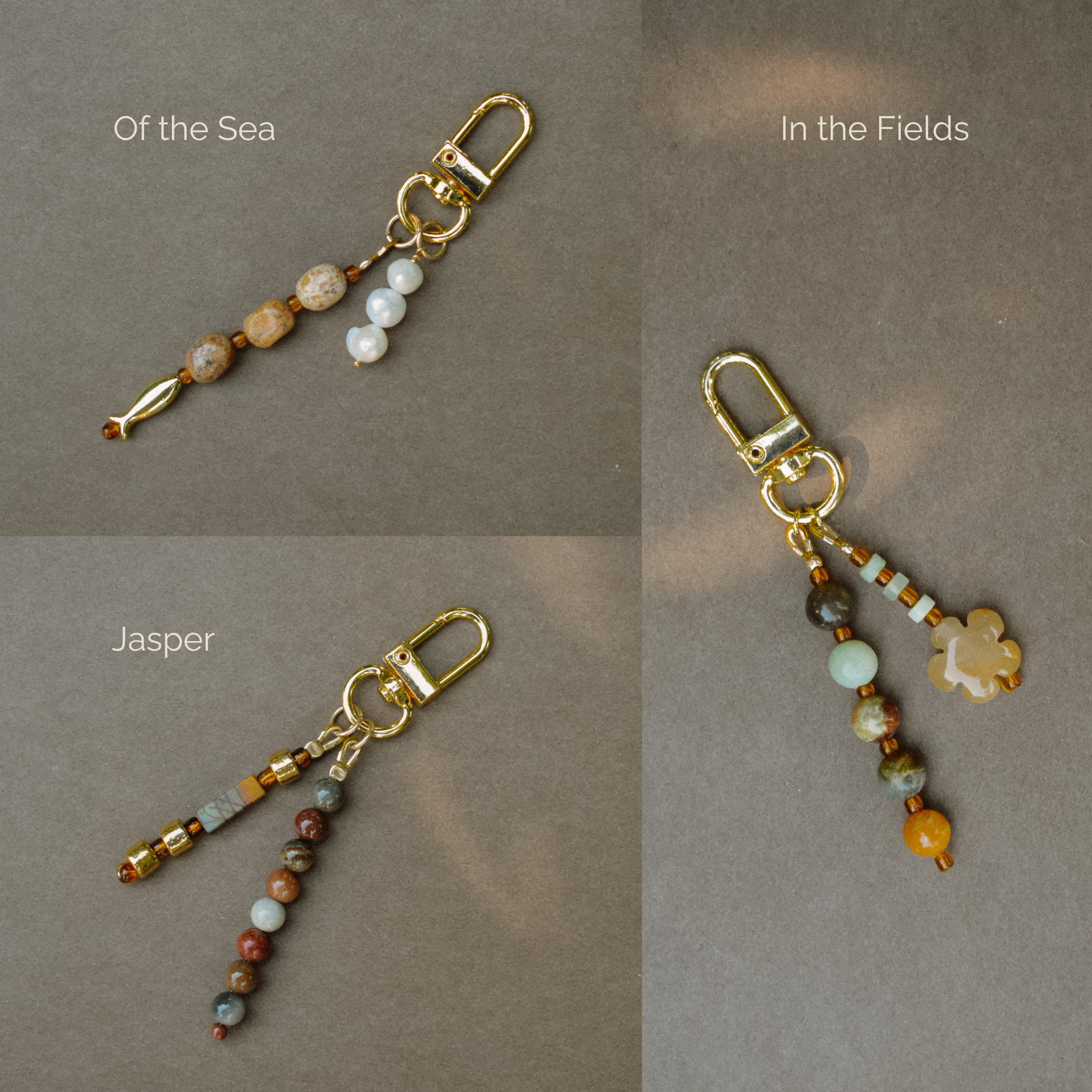 Ochre Key Chain, beaded & gold charm key, bag and belt chain. | Handmade Byron Bay.