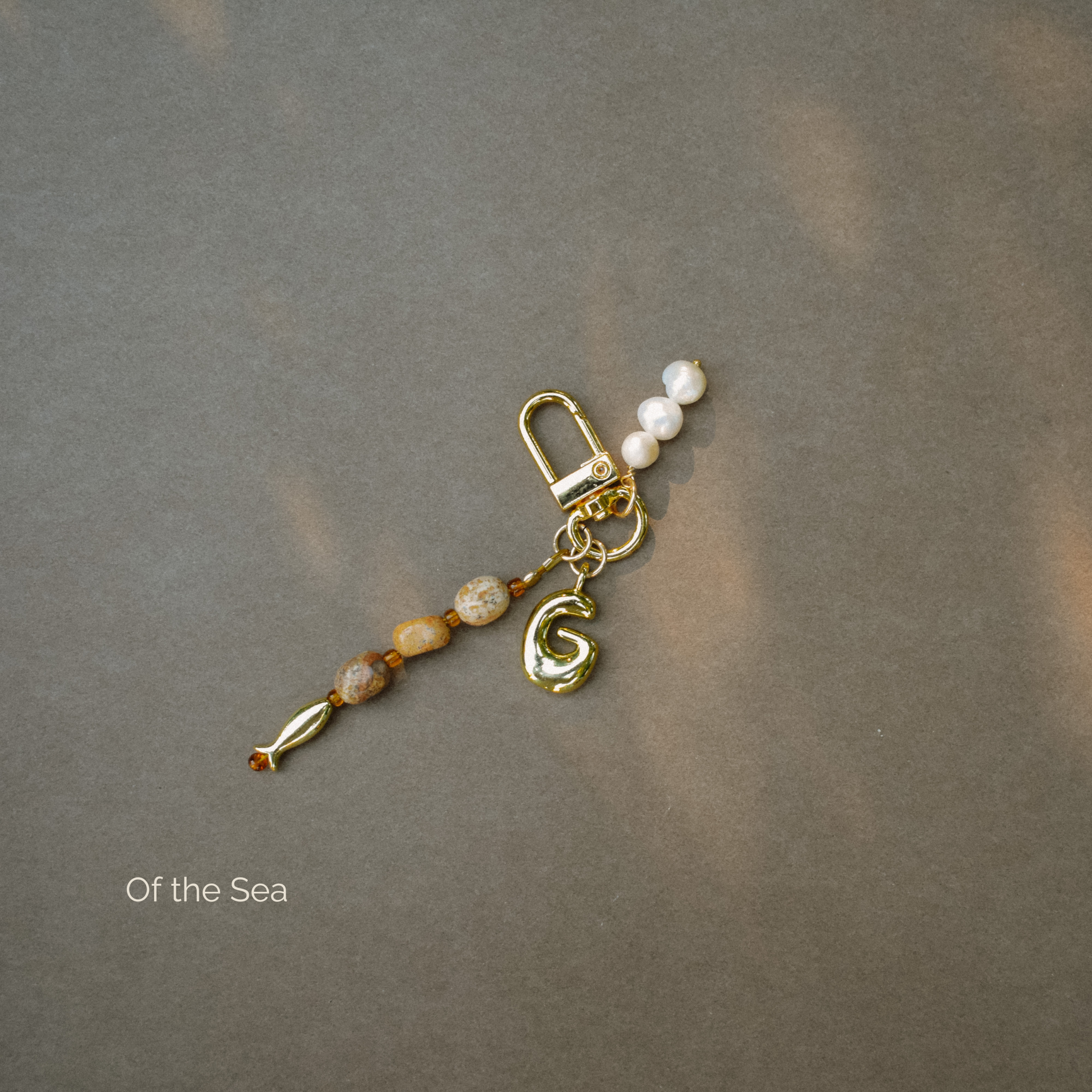 Ochre Key Chain, beaded & gold charm key, bag and belt chain. | Handmade Byron Bay.