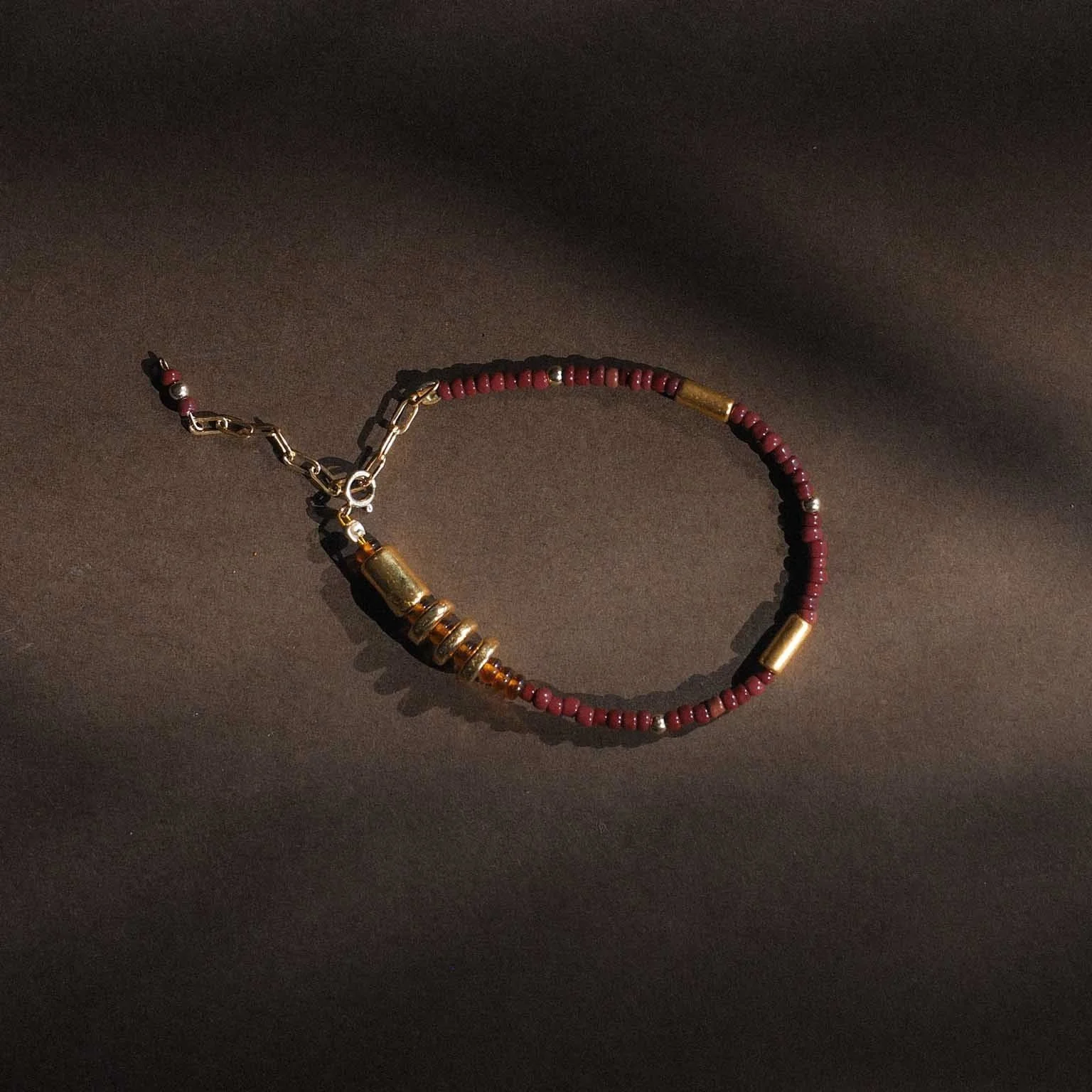 Handmade Ceramics Byron Bay - Chocolate & Gold Bracelet