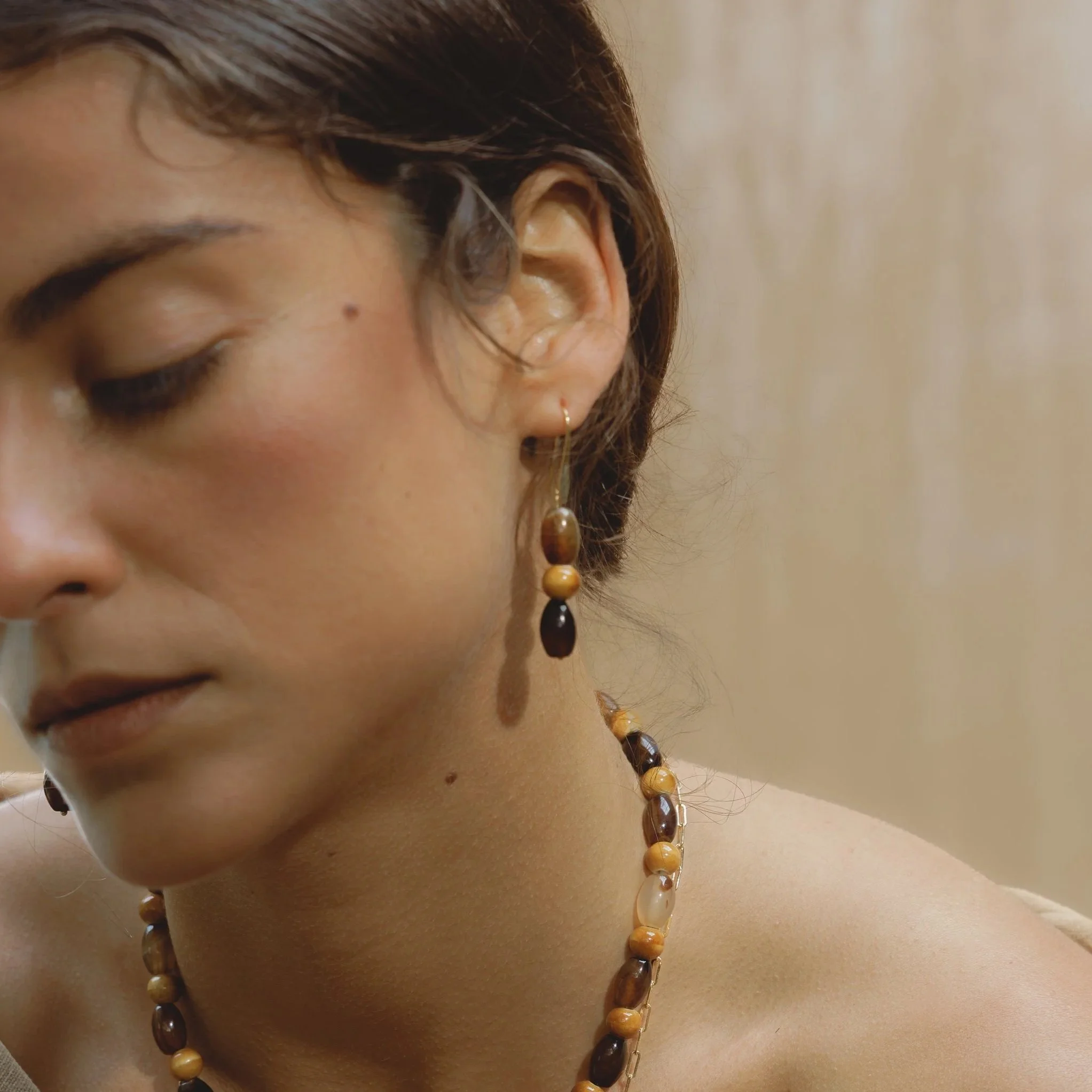 Ochre Ceramics Handmade Jewellery Byron Bay - Clay & Stone Drop Earrings