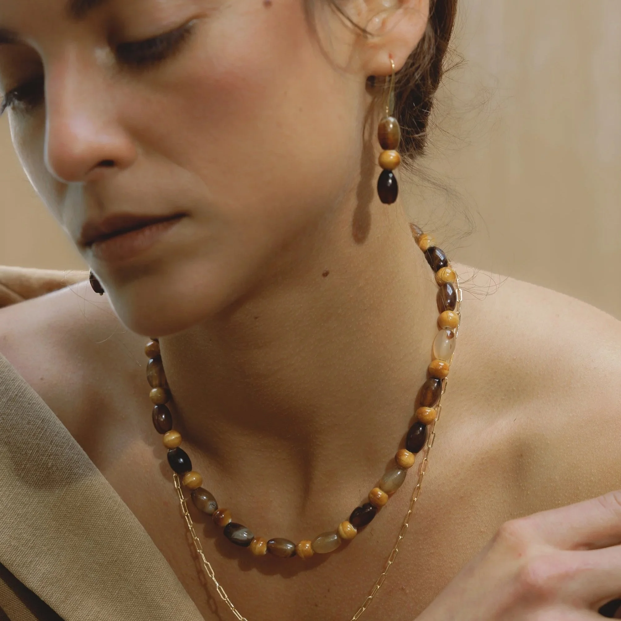 Ochre Ceramics Handmade Jewellery Byron Bay - Clay & Stone Necklace