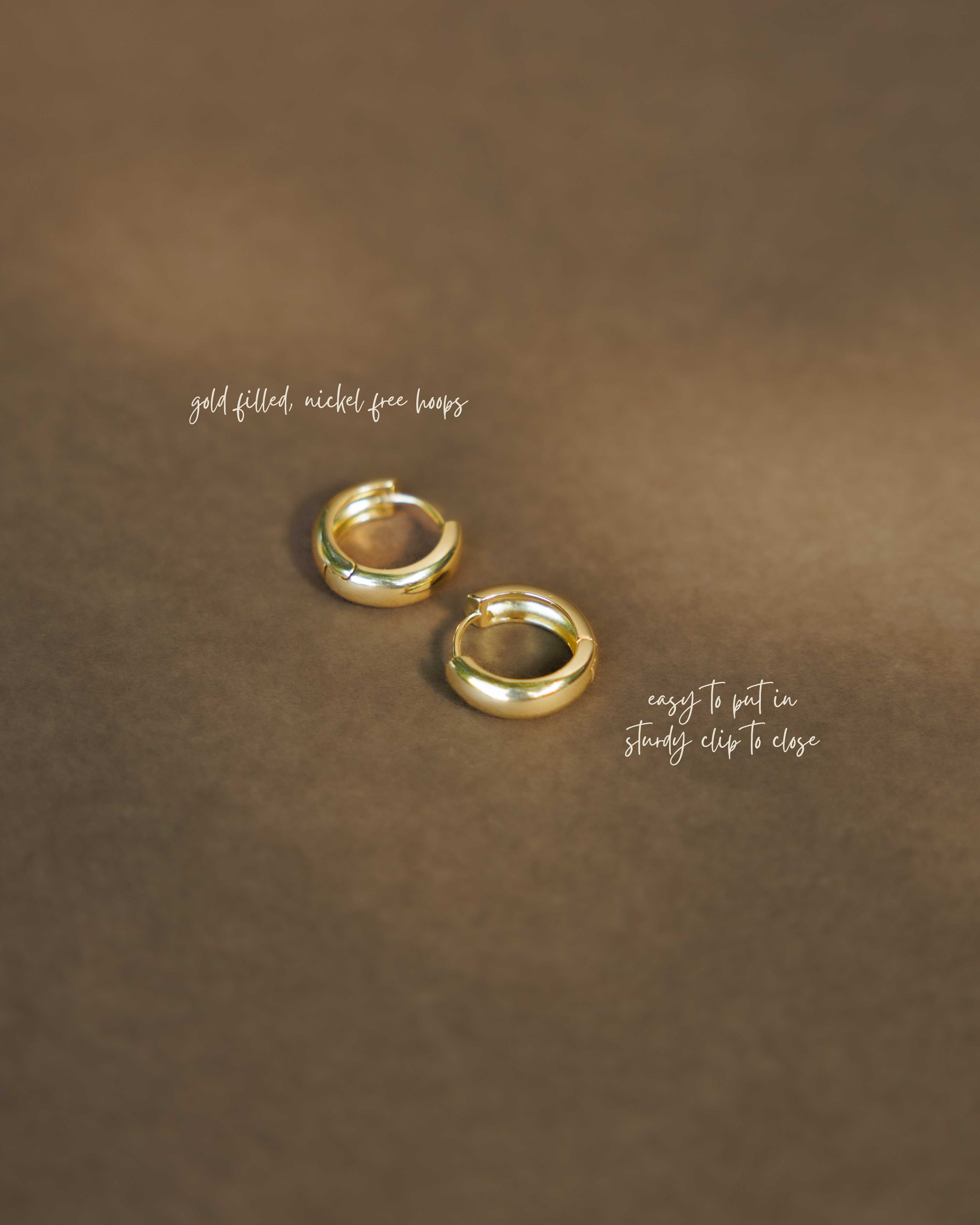 Handmade Ceramics Byron Bay - Gold Filled Huggie Hoops
