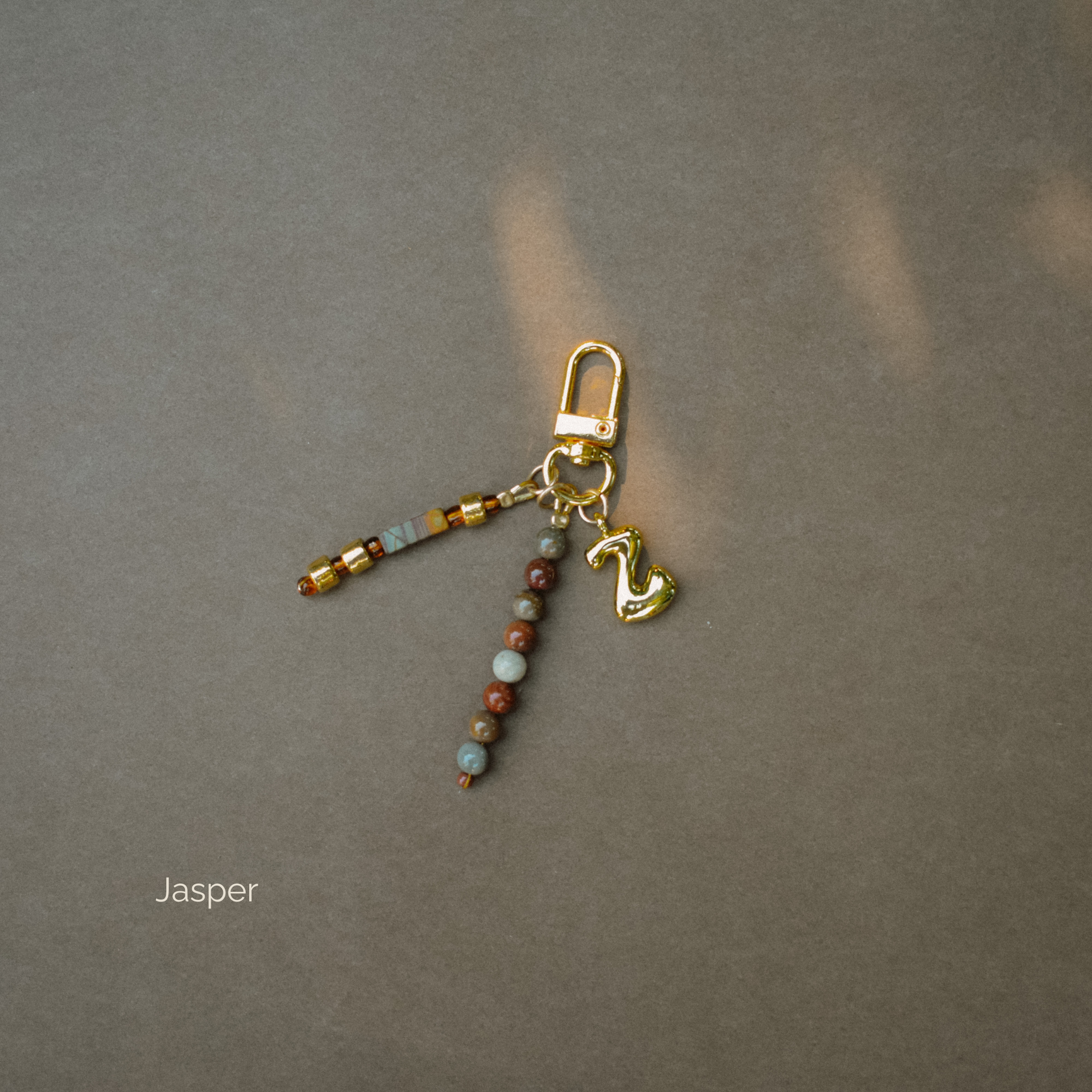 Ochre Key Chain, beaded & gold charm key, bag and belt chain. | Handmade Byron Bay.