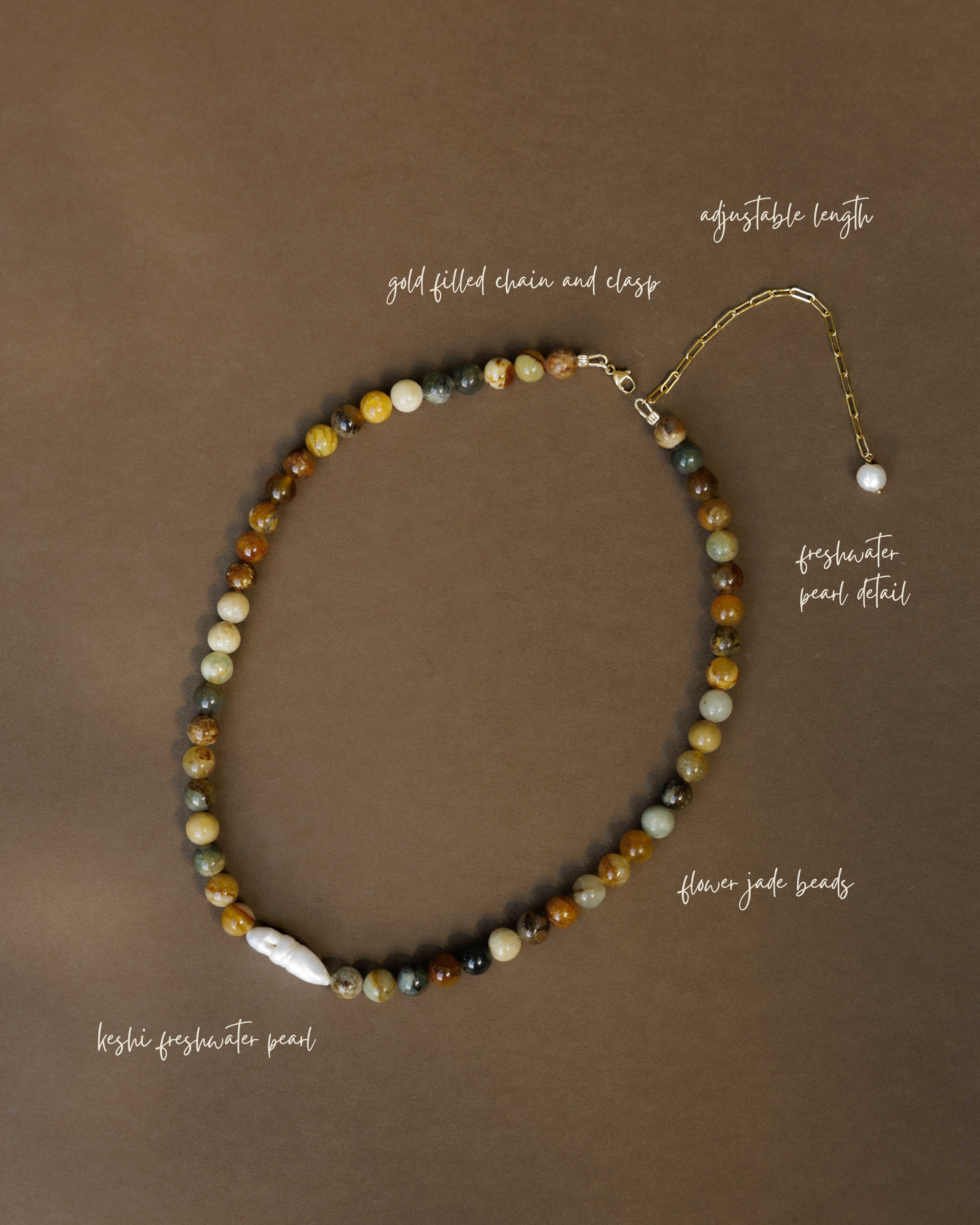 Handmade Jewellery Byron Bay - Beaded flower jasper necklace