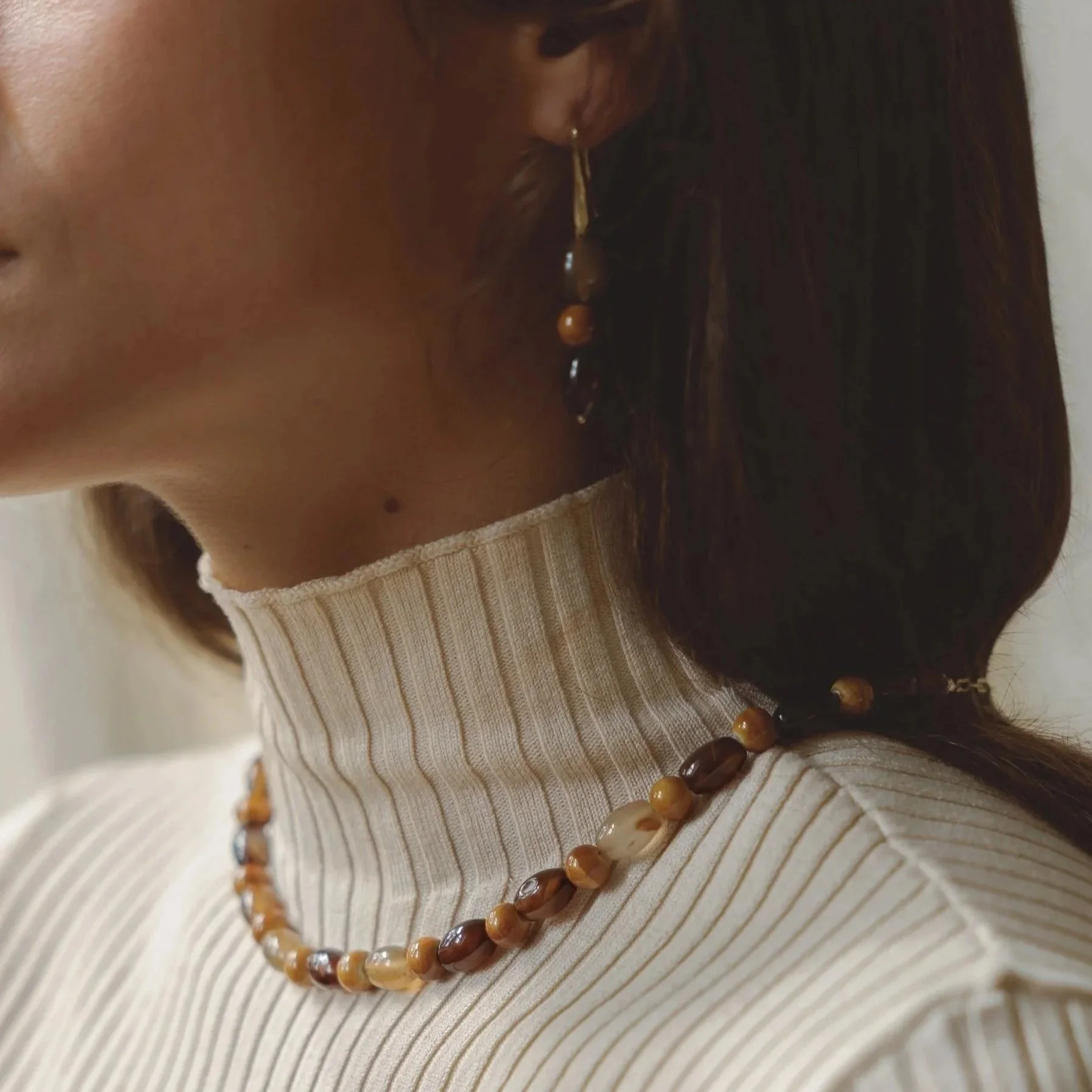 Ochre Ceramics Handmade Jewellery Byron Bay - Clay & Stone Necklace