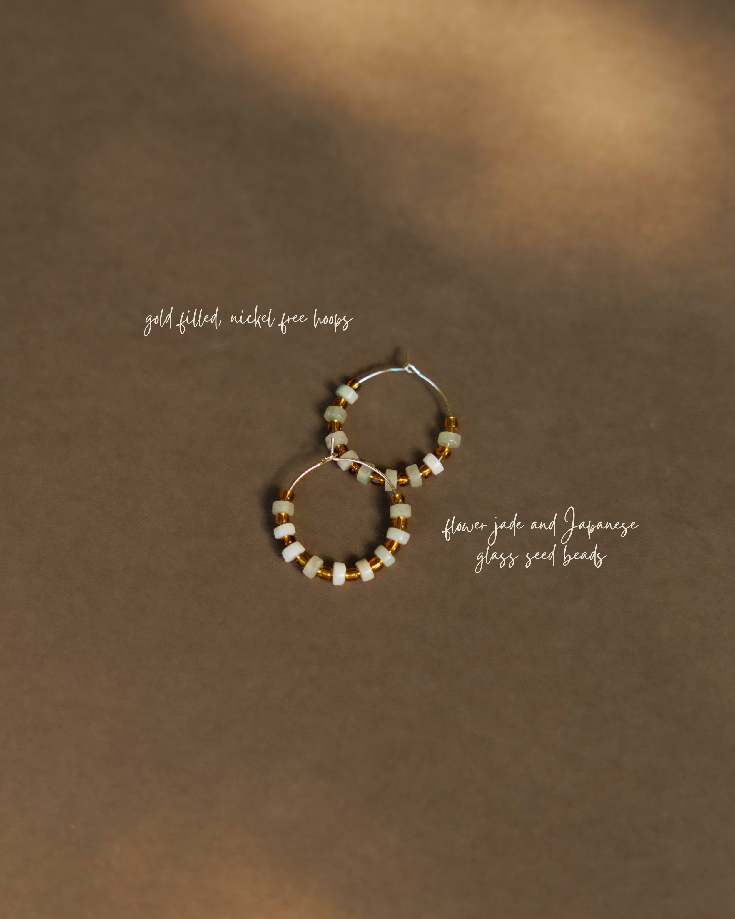 Handmade Ceramics Byron Bay - Gold Filled beaded Hoop earrings